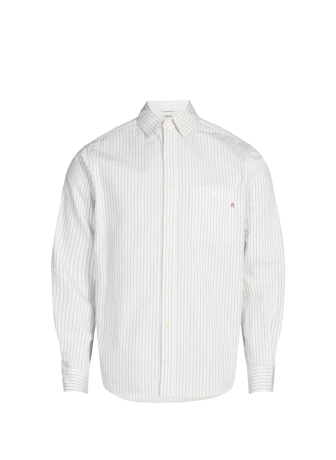 Classic collar shirt with striped pattern in cotton REPLAY White