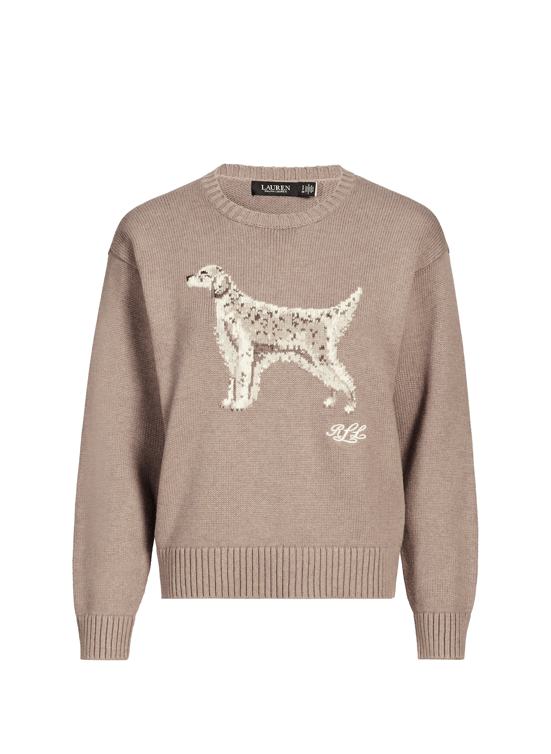 Straight cotton embroidered sweater LAUREN Beige