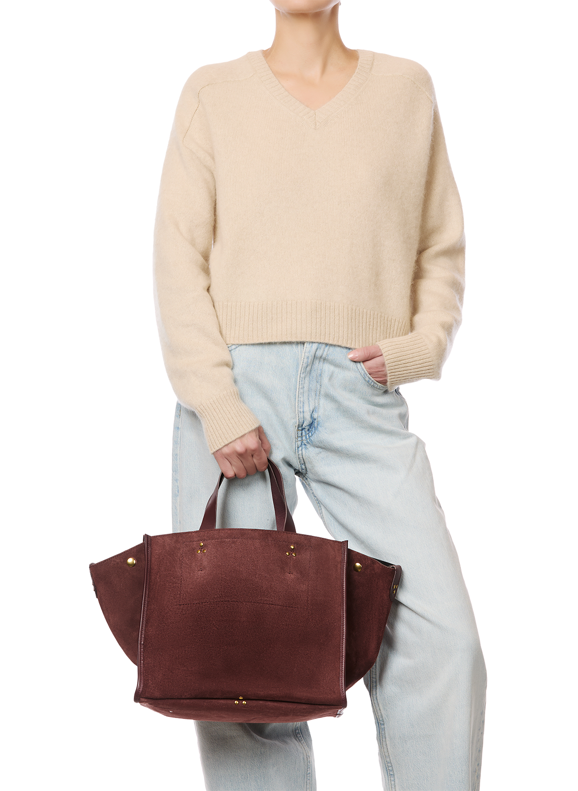 Sac cabas Léon M en cuir suédé de veau JÉRÔME DREYFUSS Rouge