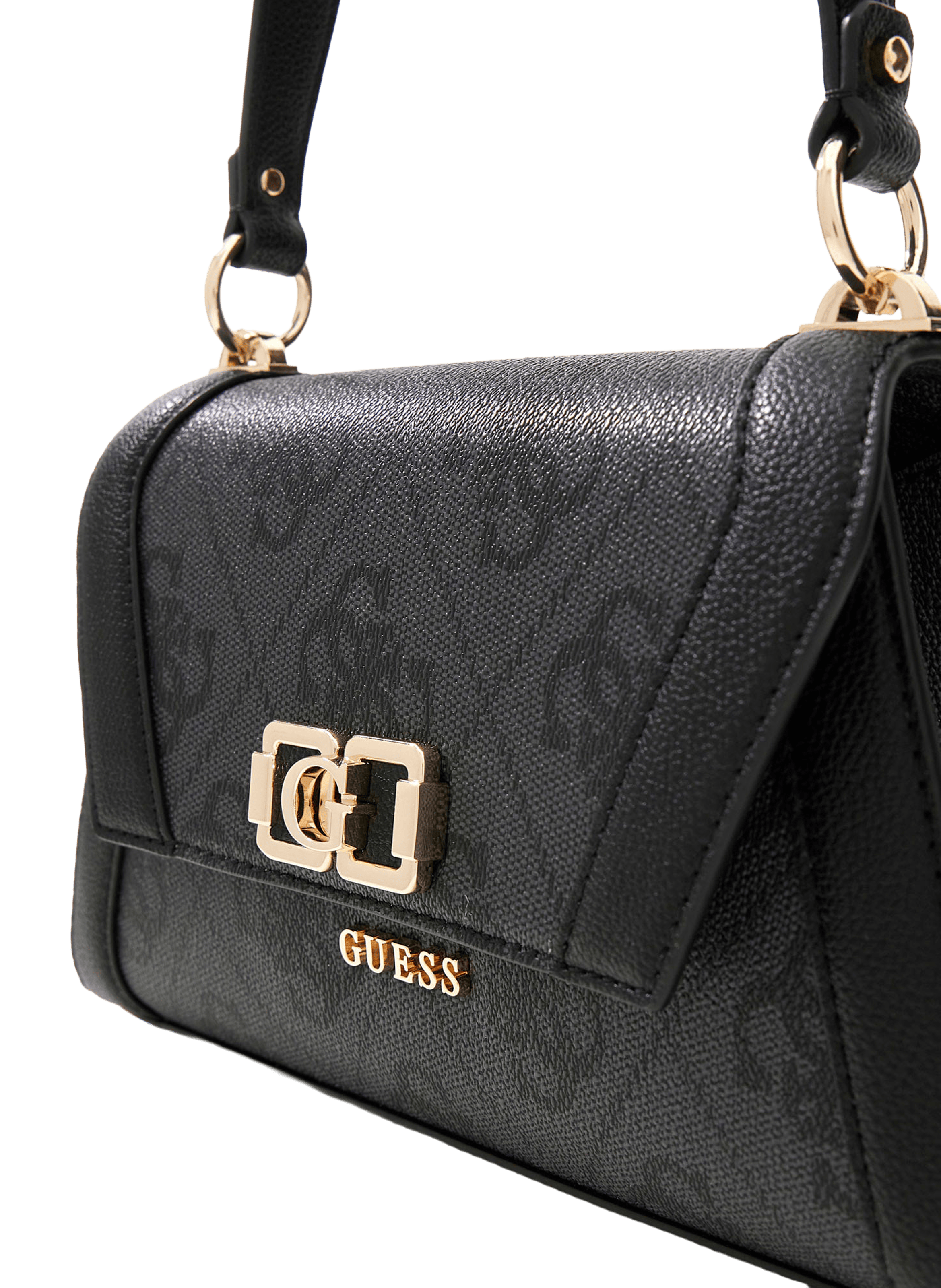 Sac porté épaule motif logo all over GUESS Gris
