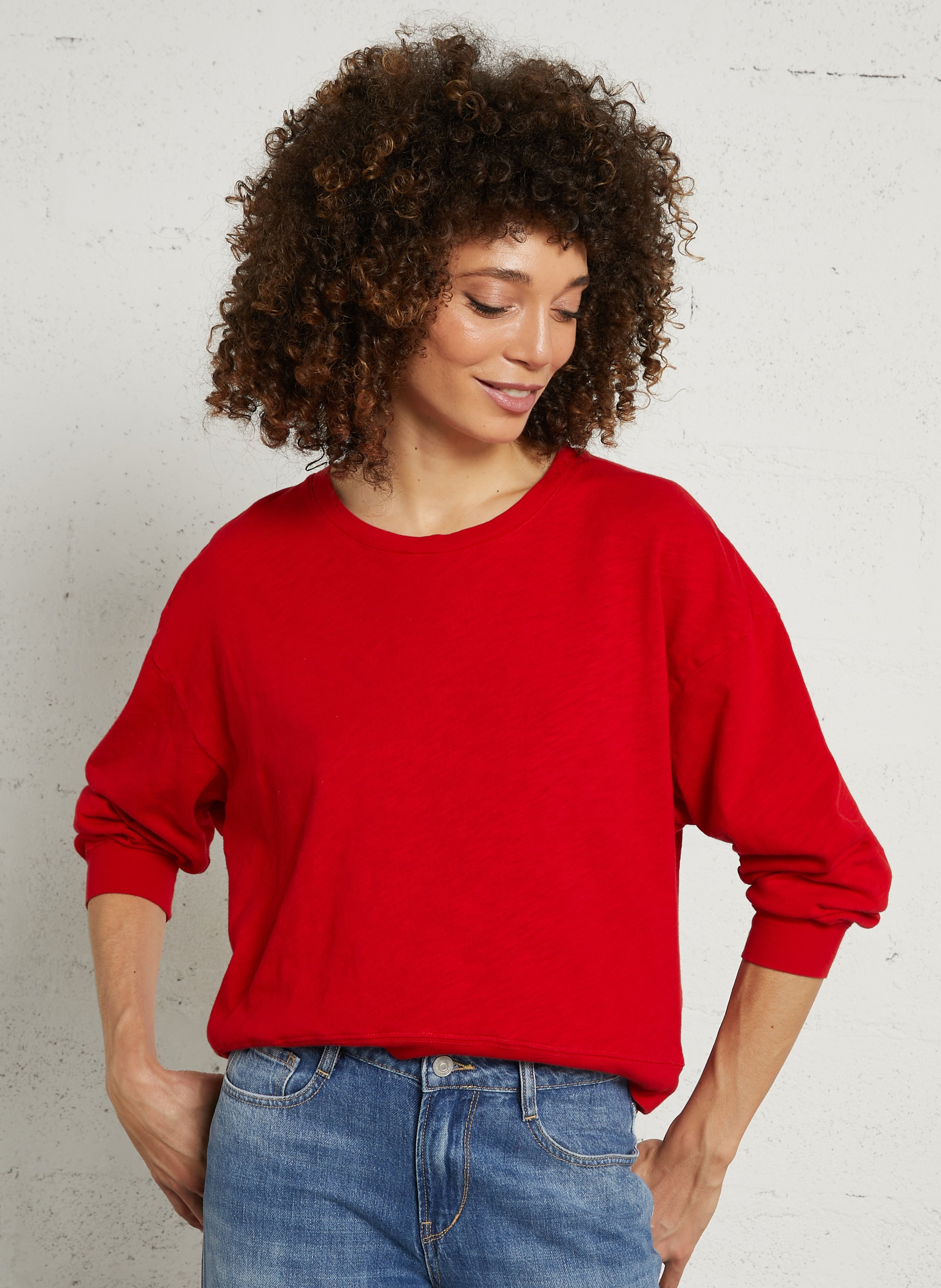Tee-shirt droit col rond en coton sonoma AMERICAN VINTAGE Rouge