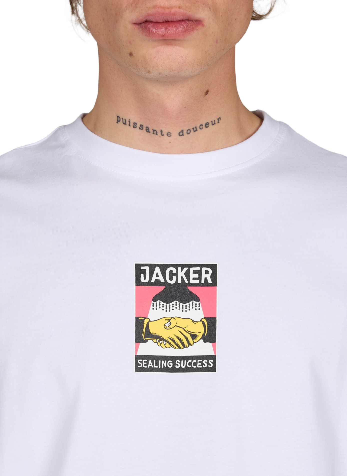 Straight printed cotton T-shirt JACKER. White