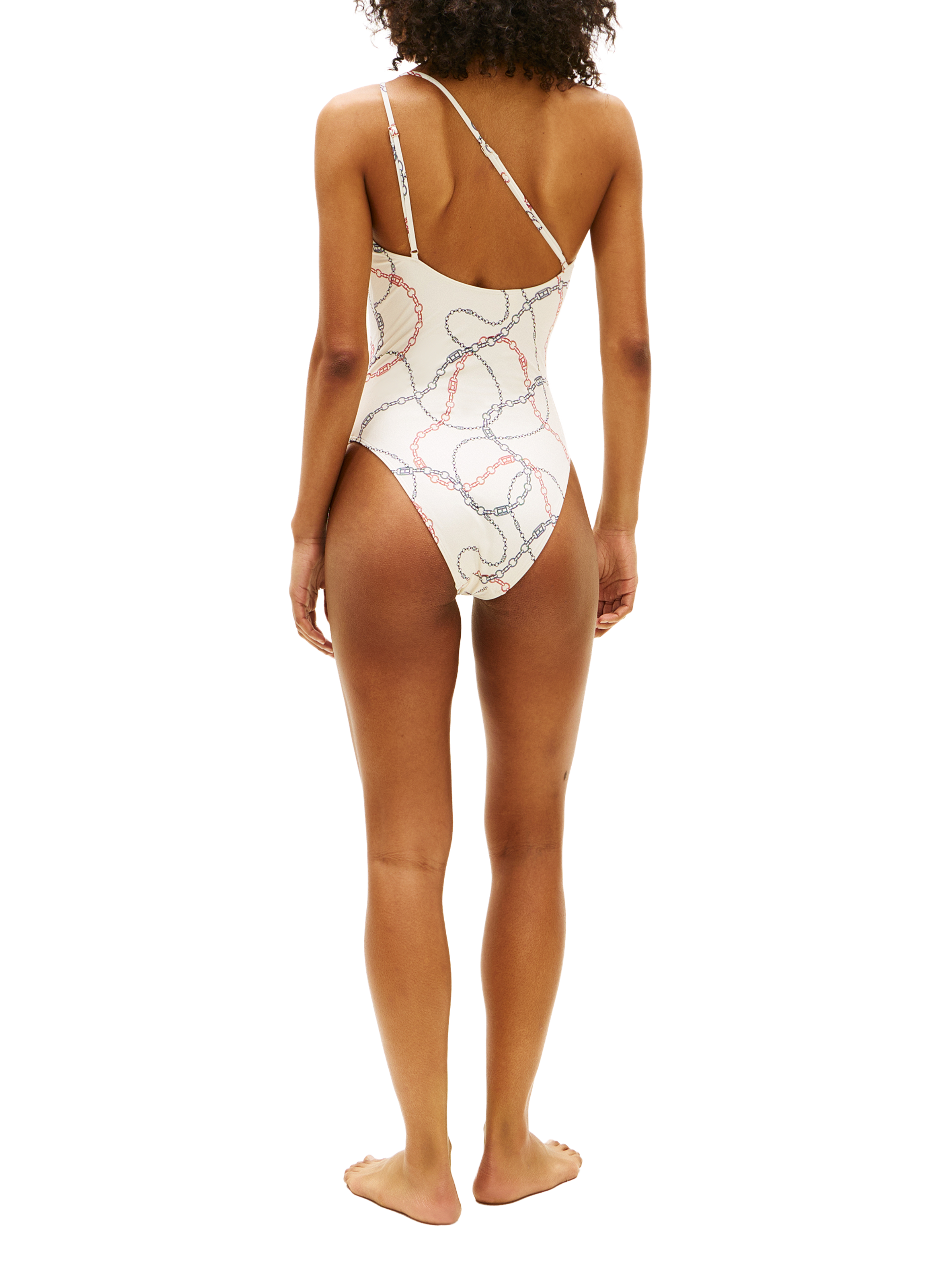 One-piece asymmetrical printed swimsuit TOMMY HILFIGER White
