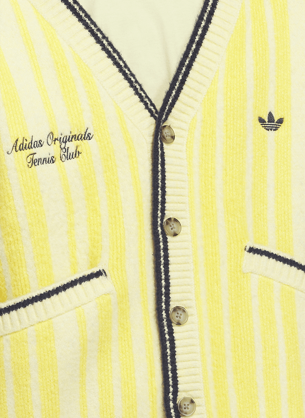 Cardigan à rayures en coton et laine mélangés ADIDAS Jaune