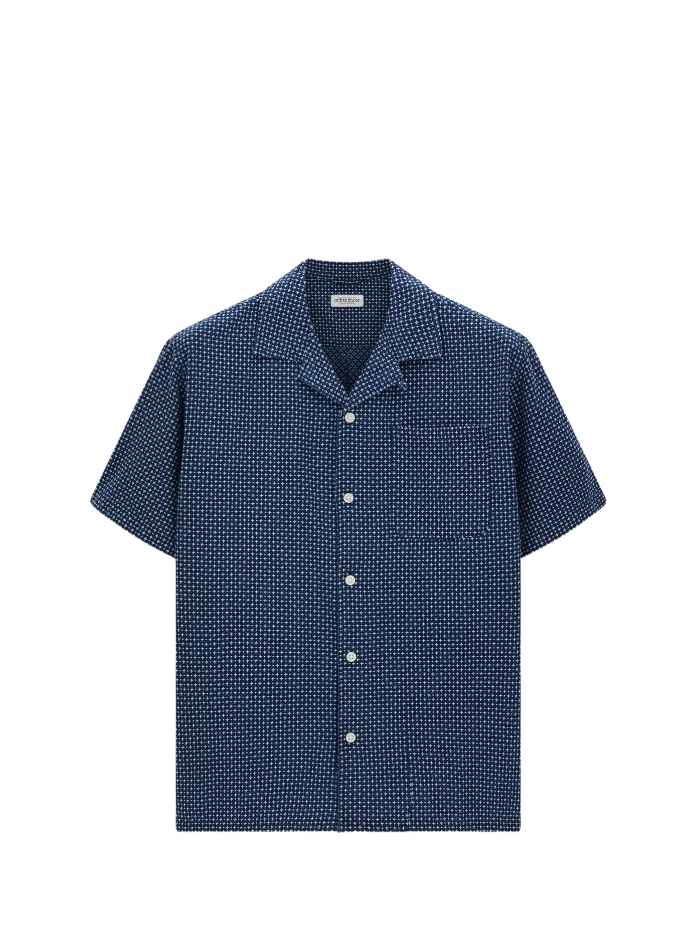 Short-sleeved cotton shirt with patterns GUESS Blue
