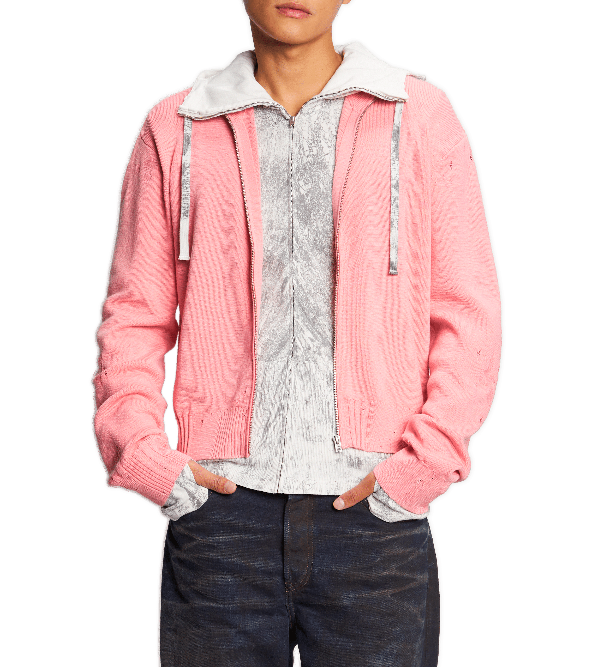 Wool zip-up cardigan ACNE STUDIOS Pink