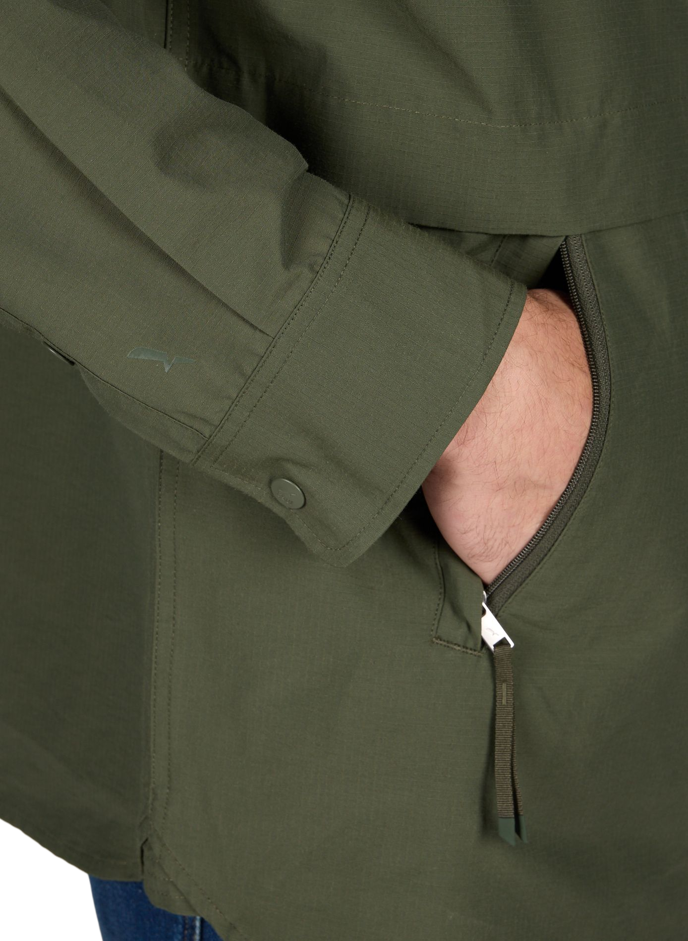 Solid overshirt with classic collar AIGLE Khaki