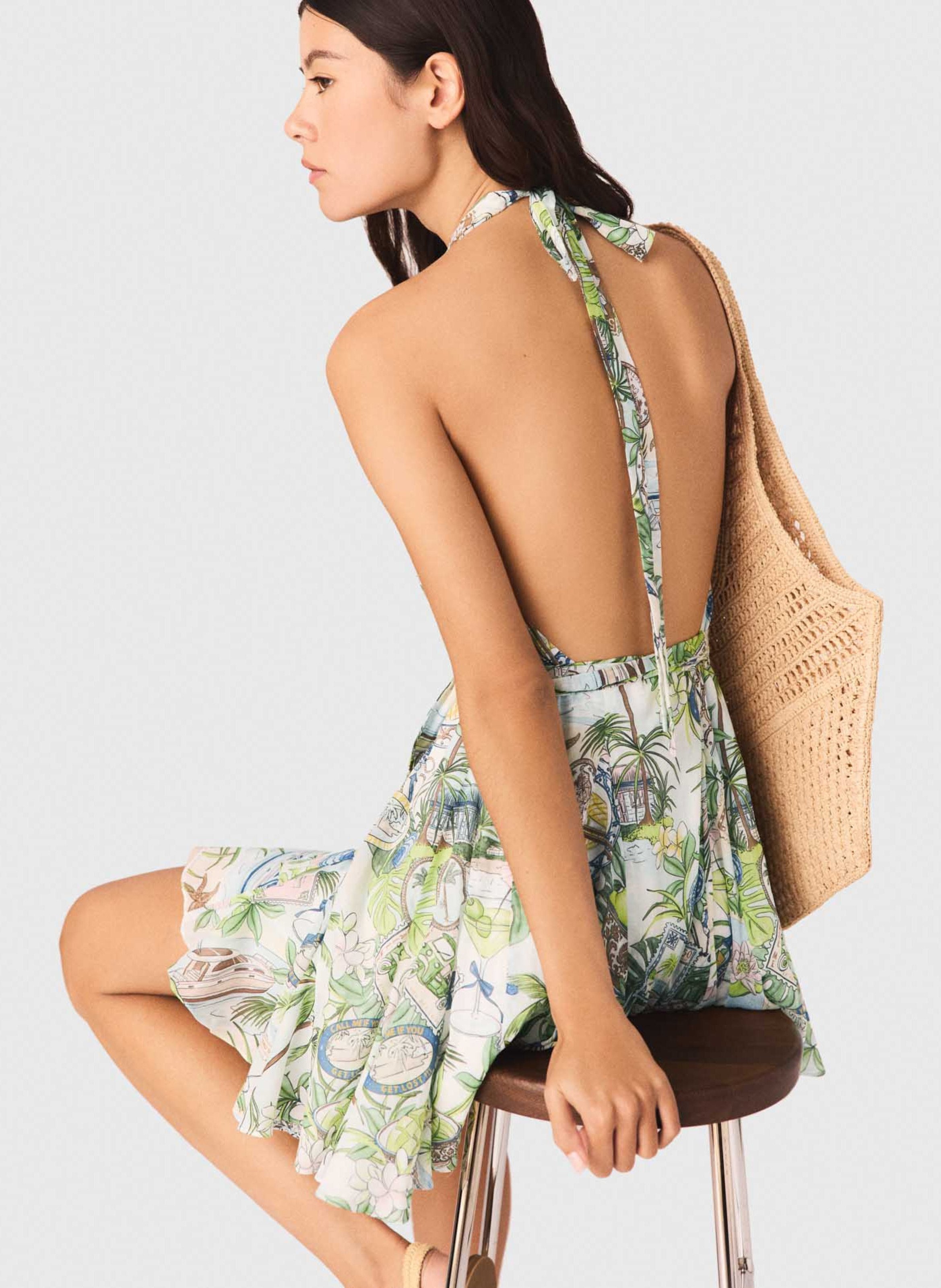 Robe courte en coton imprimé MAJE Multicolore