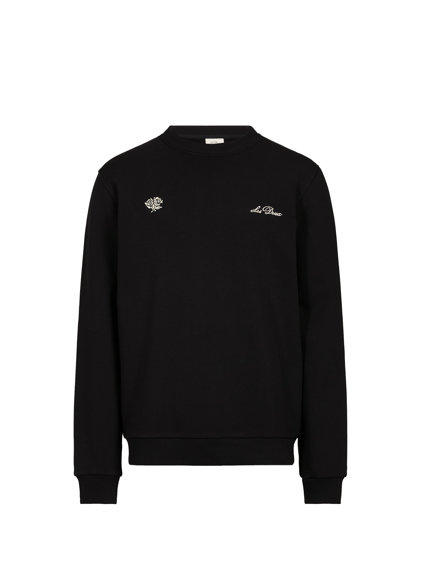 Straight sweatshirt with embroidered logo in cotton LES DEUX Black
