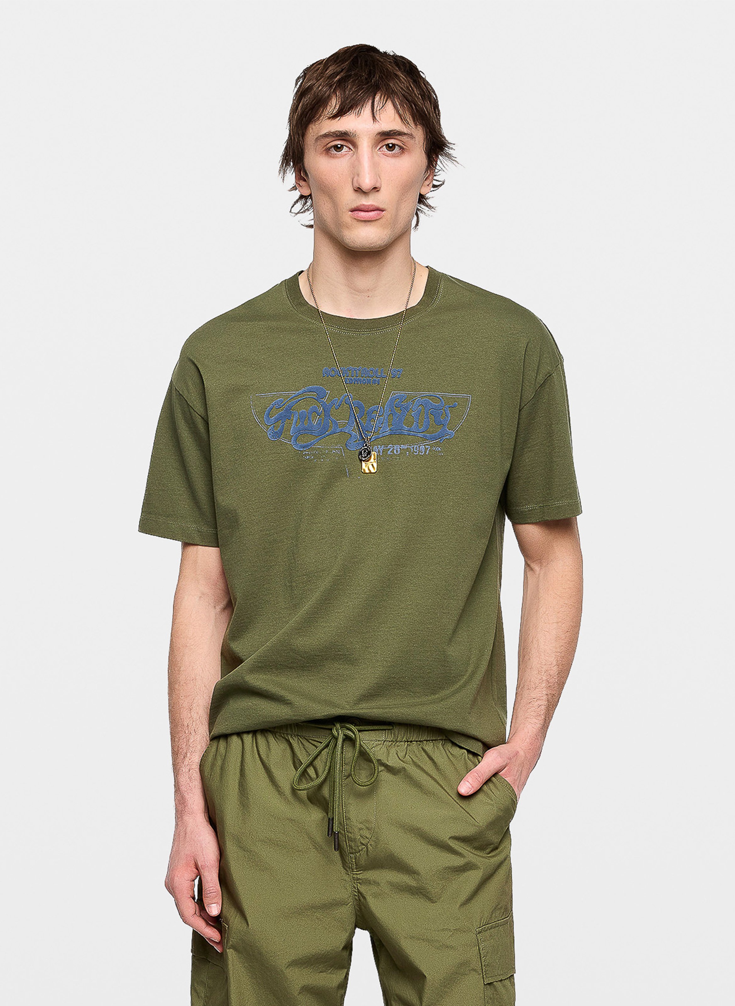 Tee-shirt droit col rond sérigraphié en coton bio toddy ZADIG&VOLTAIRE Kaki