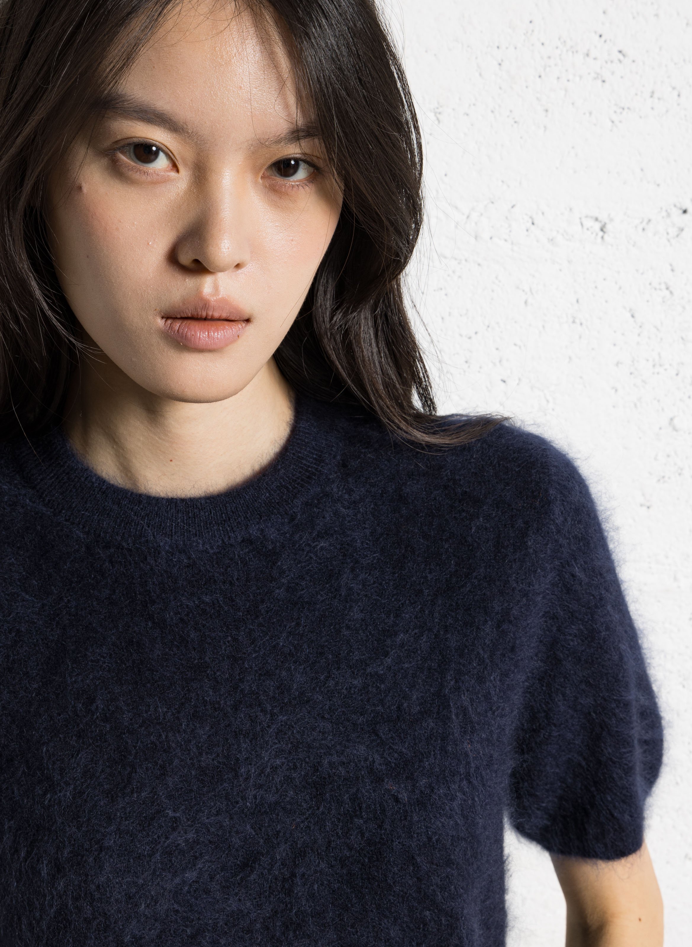 Pull droit col rond en cachemire IKKS Bleu