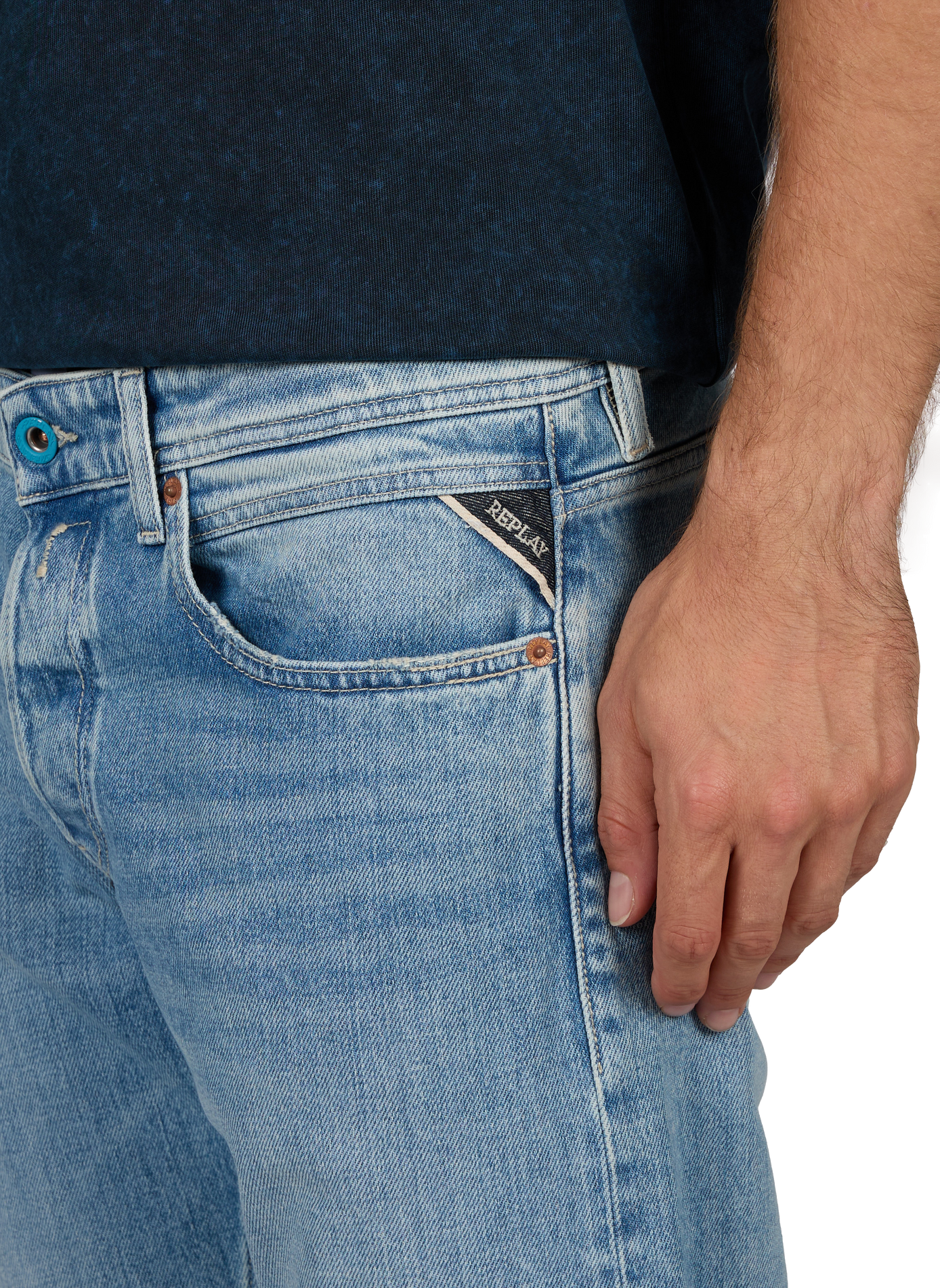 Grover straight fit jeans in blended cotton REPLAY Blue