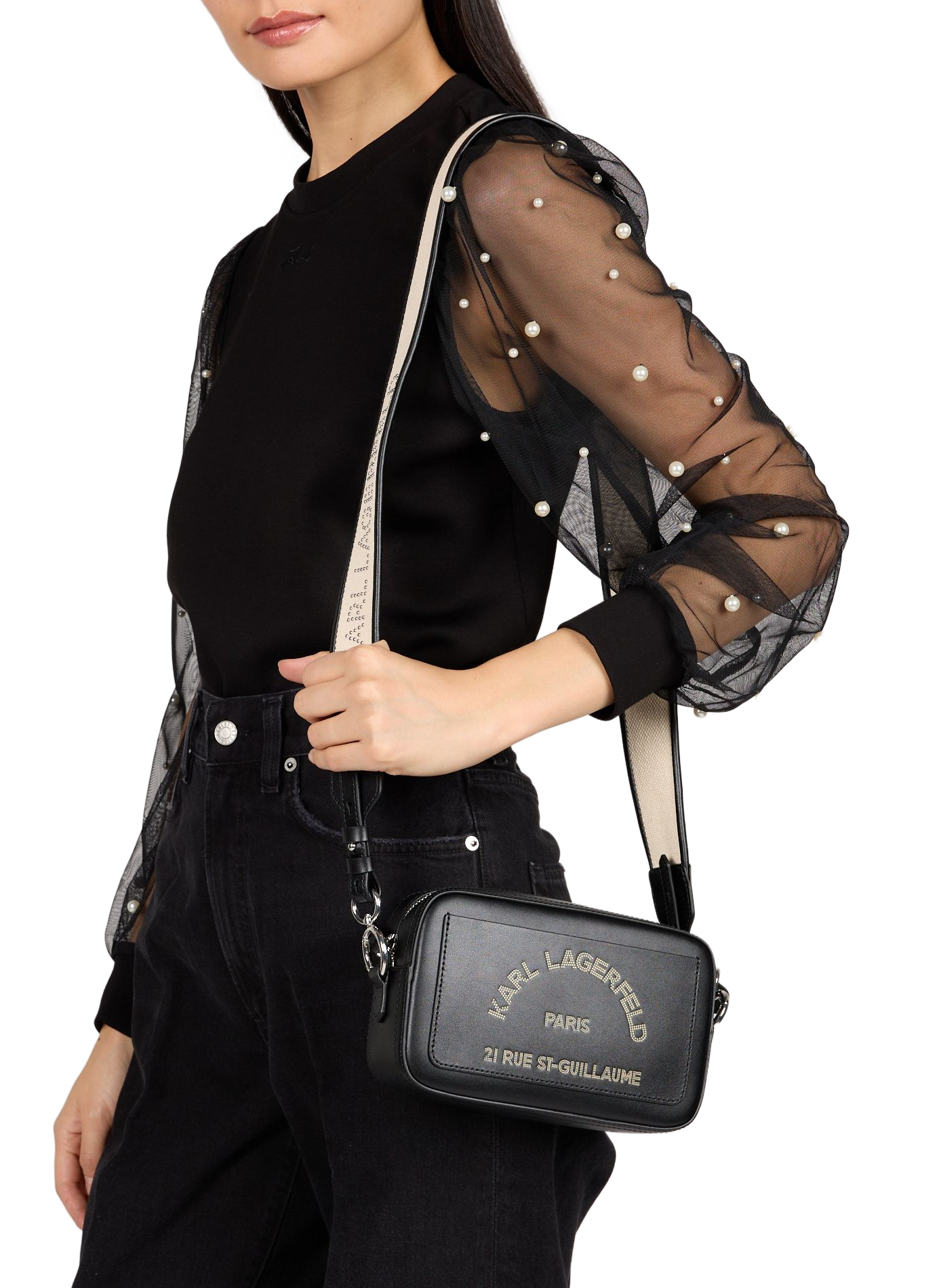Shoulder bag K/Daily in leather KARL LAGERFELD Black
