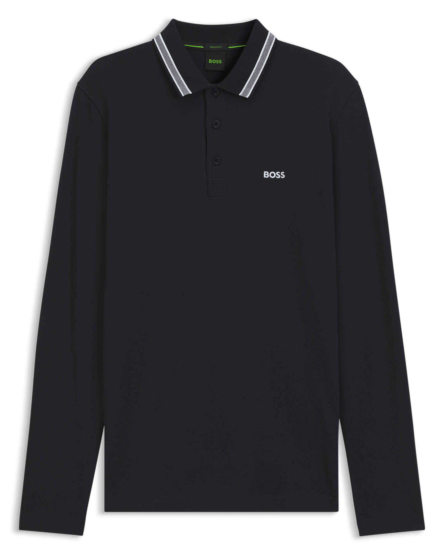 Polo manches longues en coton BOSS Bleu
