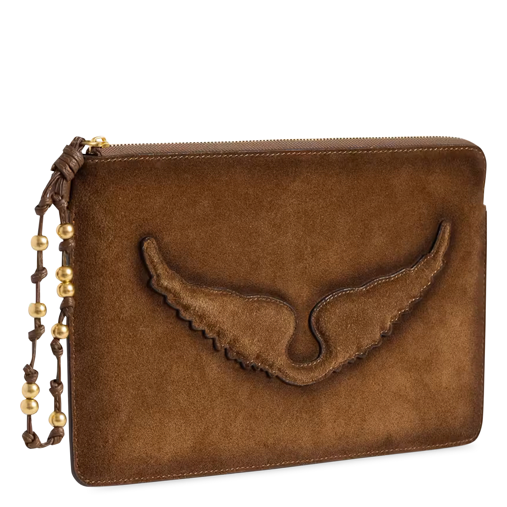 Ritstas van suèdeleer engel tasje ZADIG&VOLTAIRE Bruin