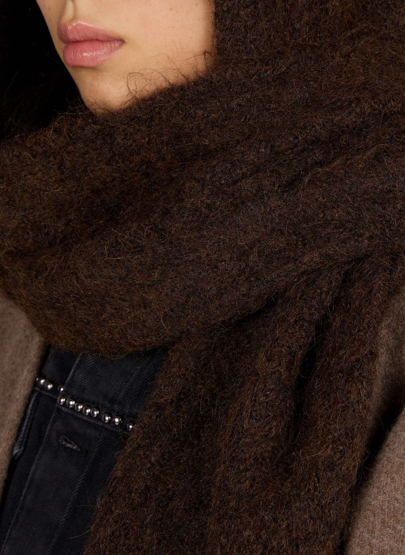 Knit hooded cagoule OBJECT Brown