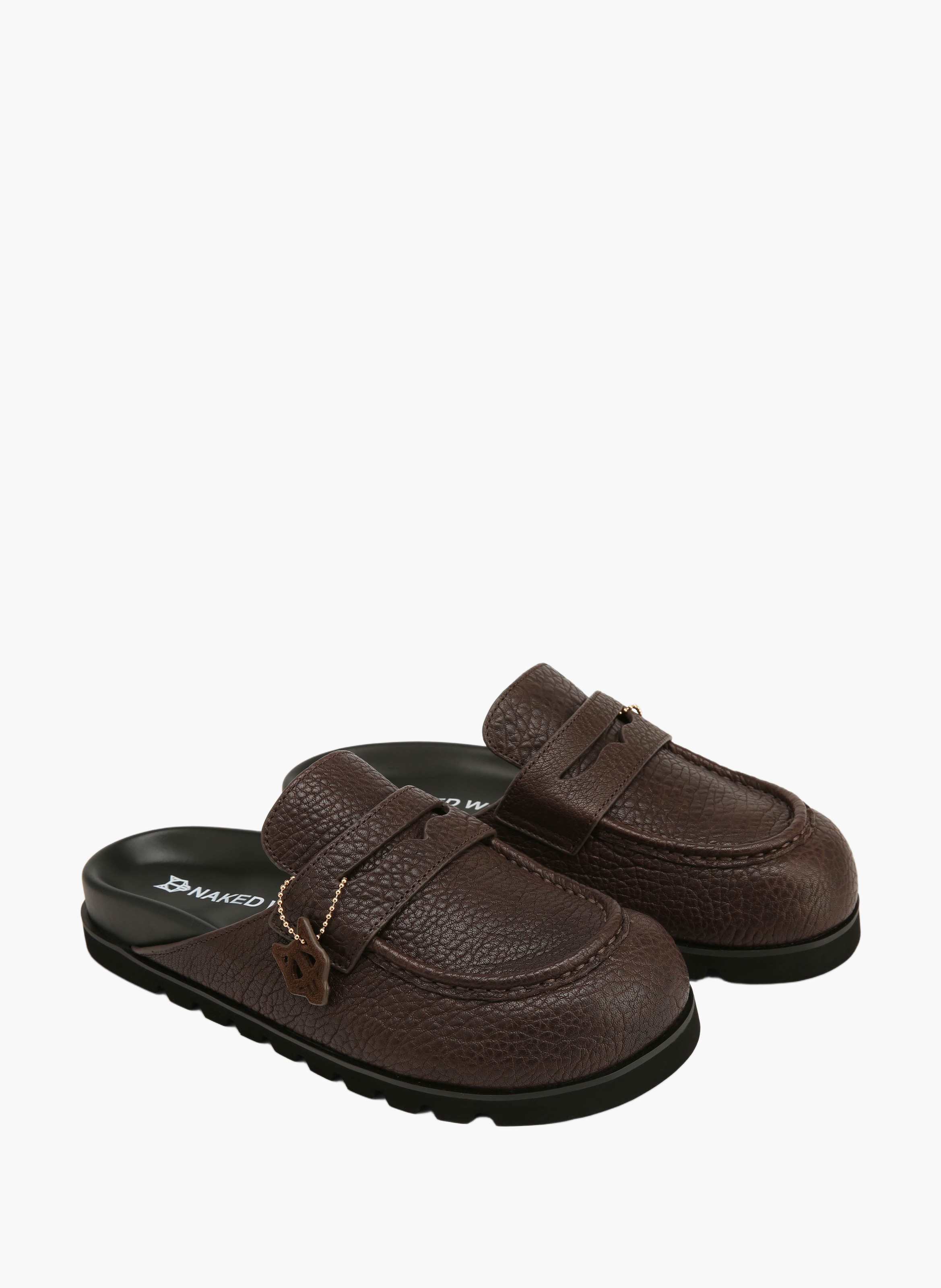 Mules cord en cuir foulonné | Marron NAKED WOLFE Homme
