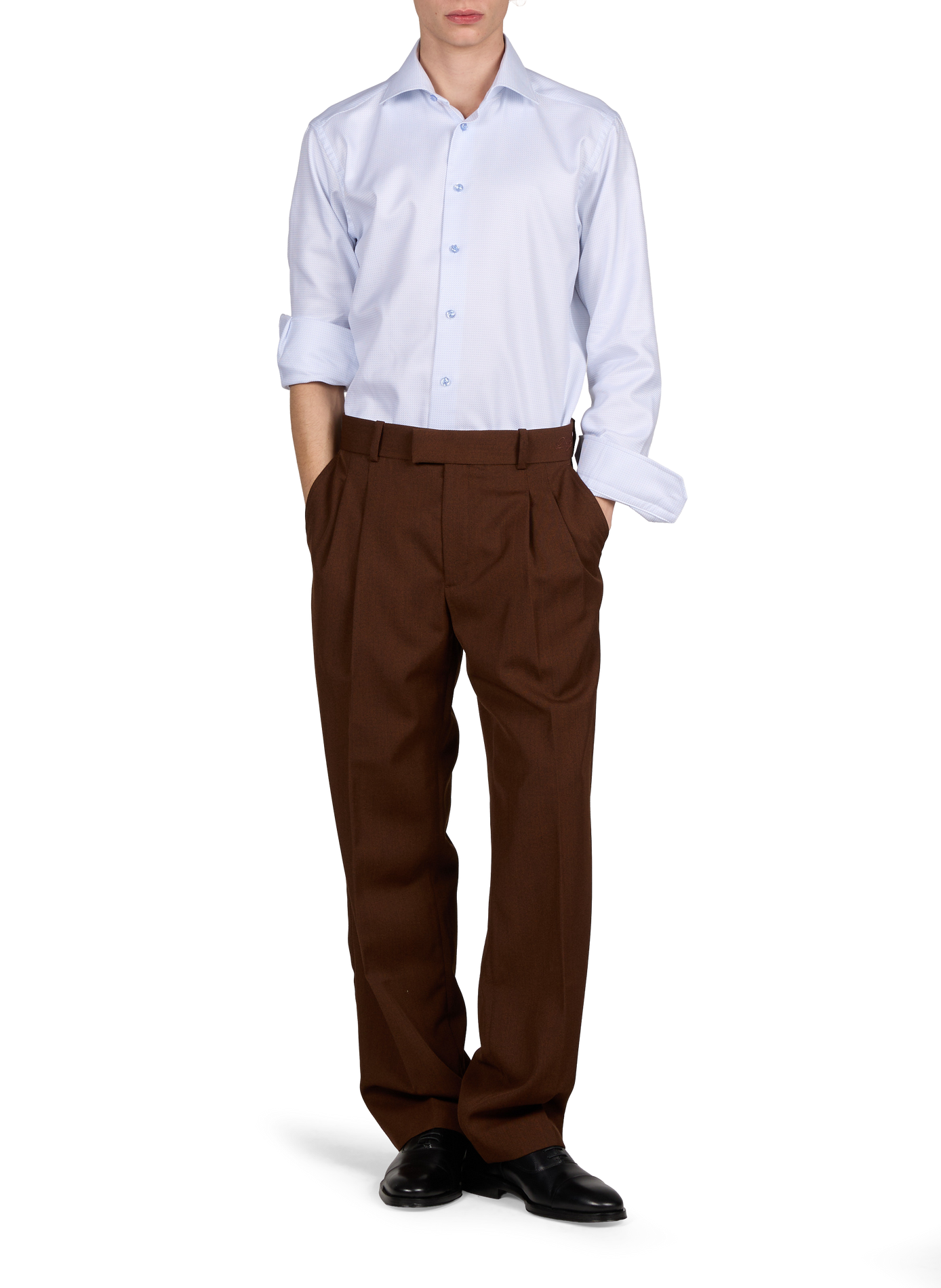 Straight-cut cotton shirt with a classic collar and pattern ETON Blue