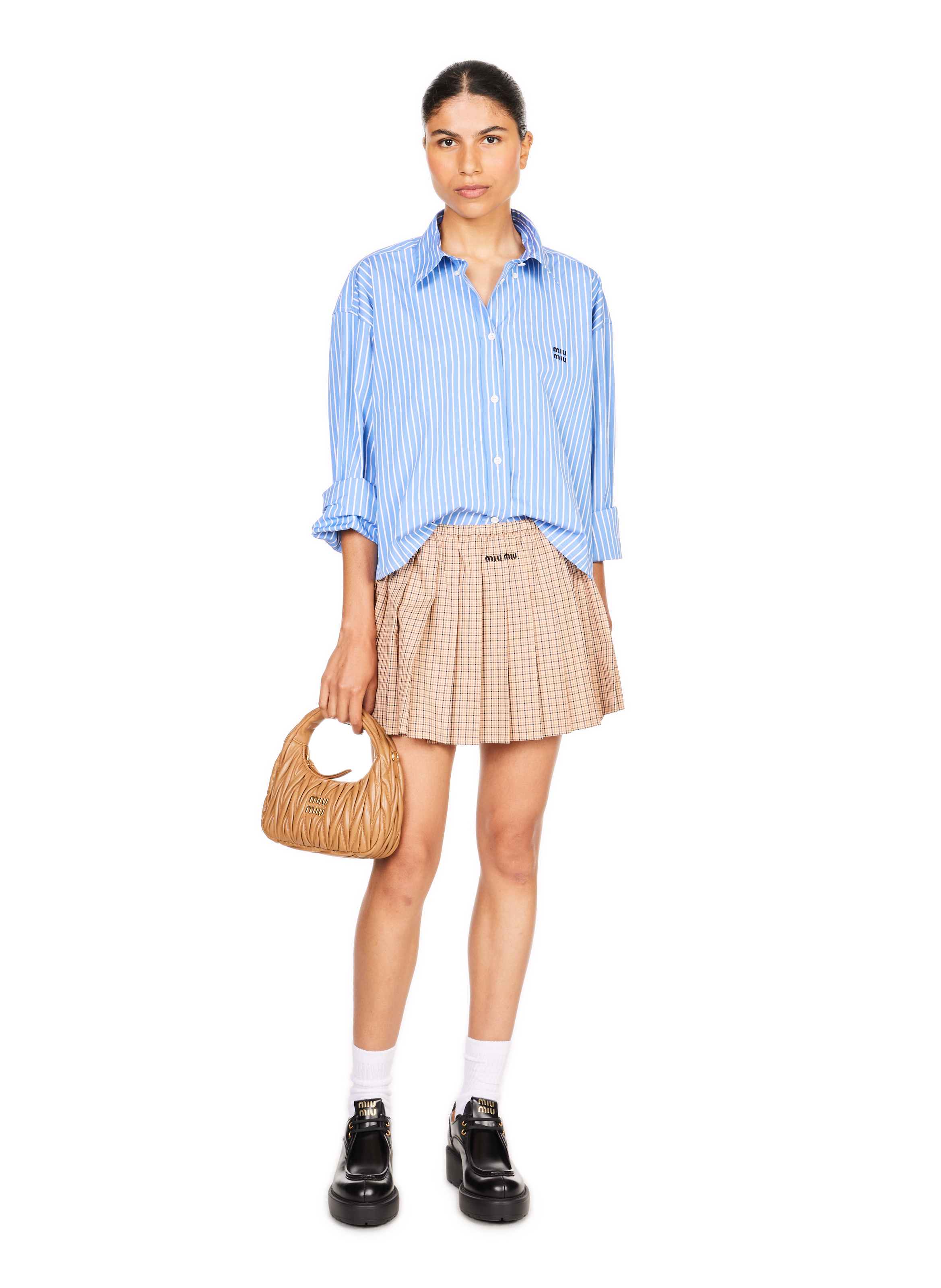 Striped cotton Shirt MIU MIU Blue