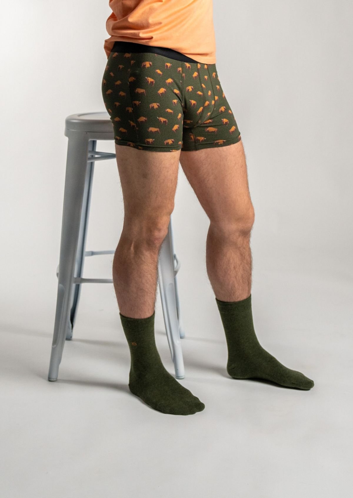 Chaussettes en coton peigné unies BILLYBELT Kaki