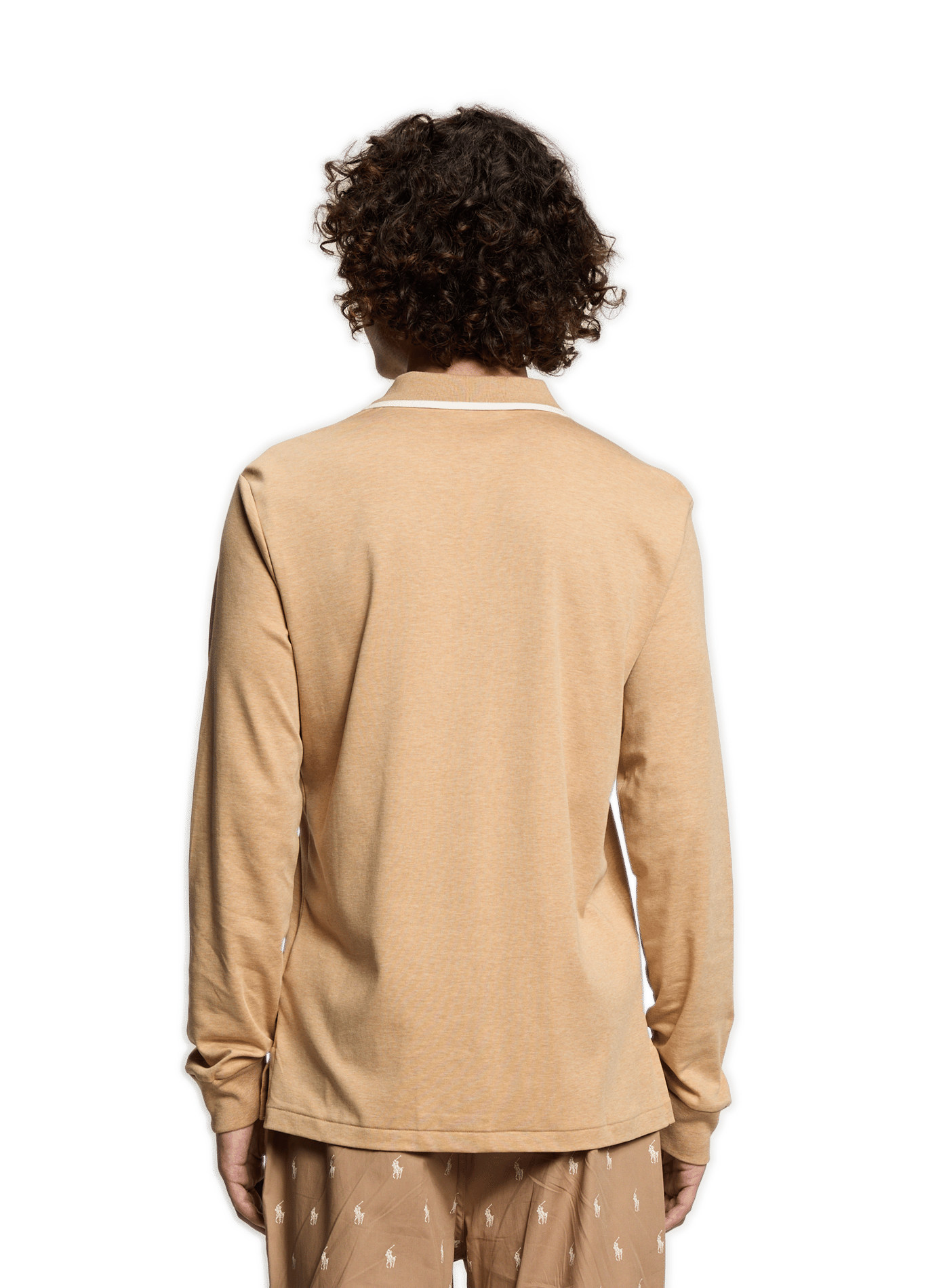 Slim-fit long-sleeved cotton polo shirt POLO RALPH LAUREN Beige