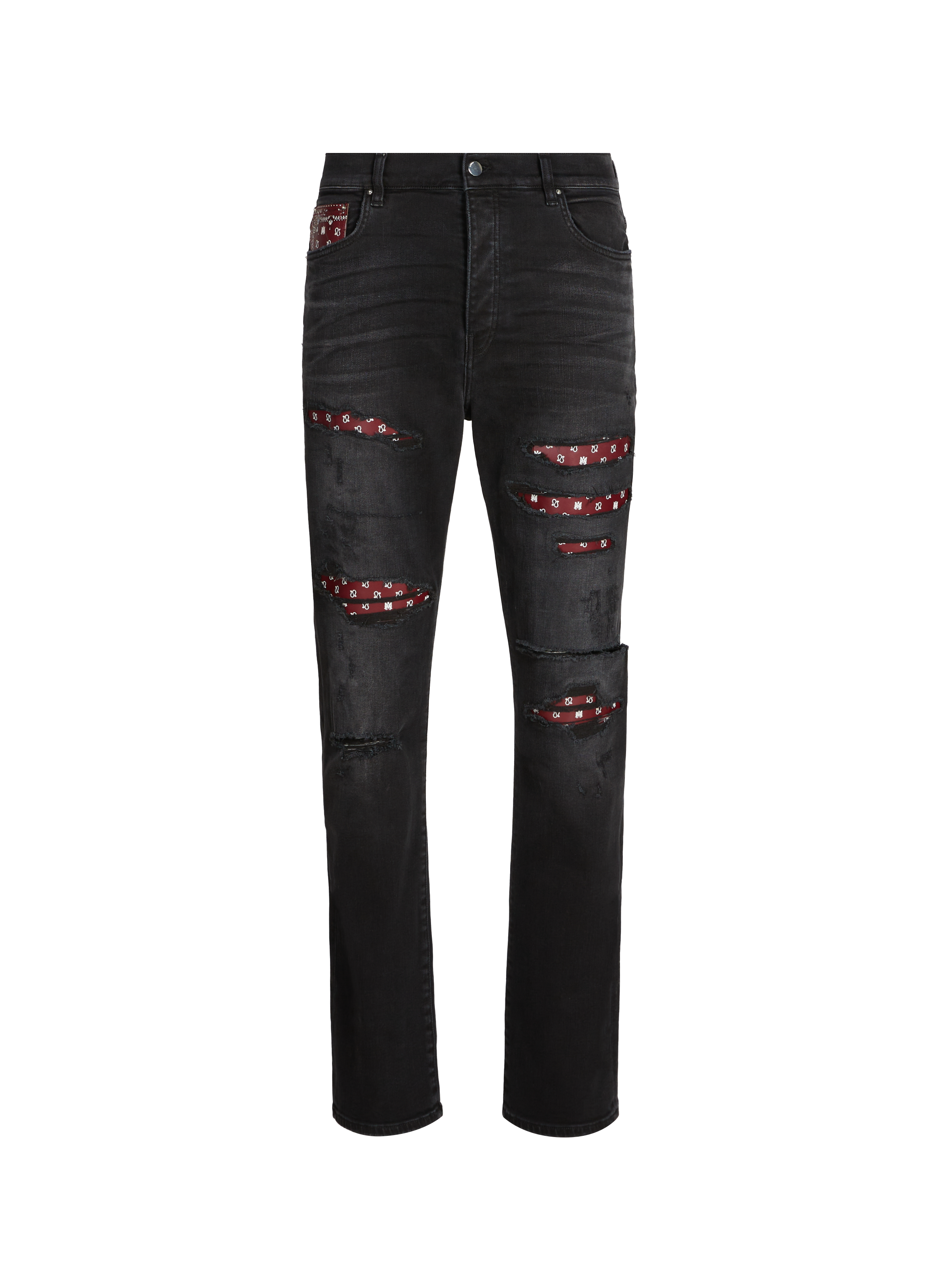 Ripped jeans with paisley patches AMIRI Black
