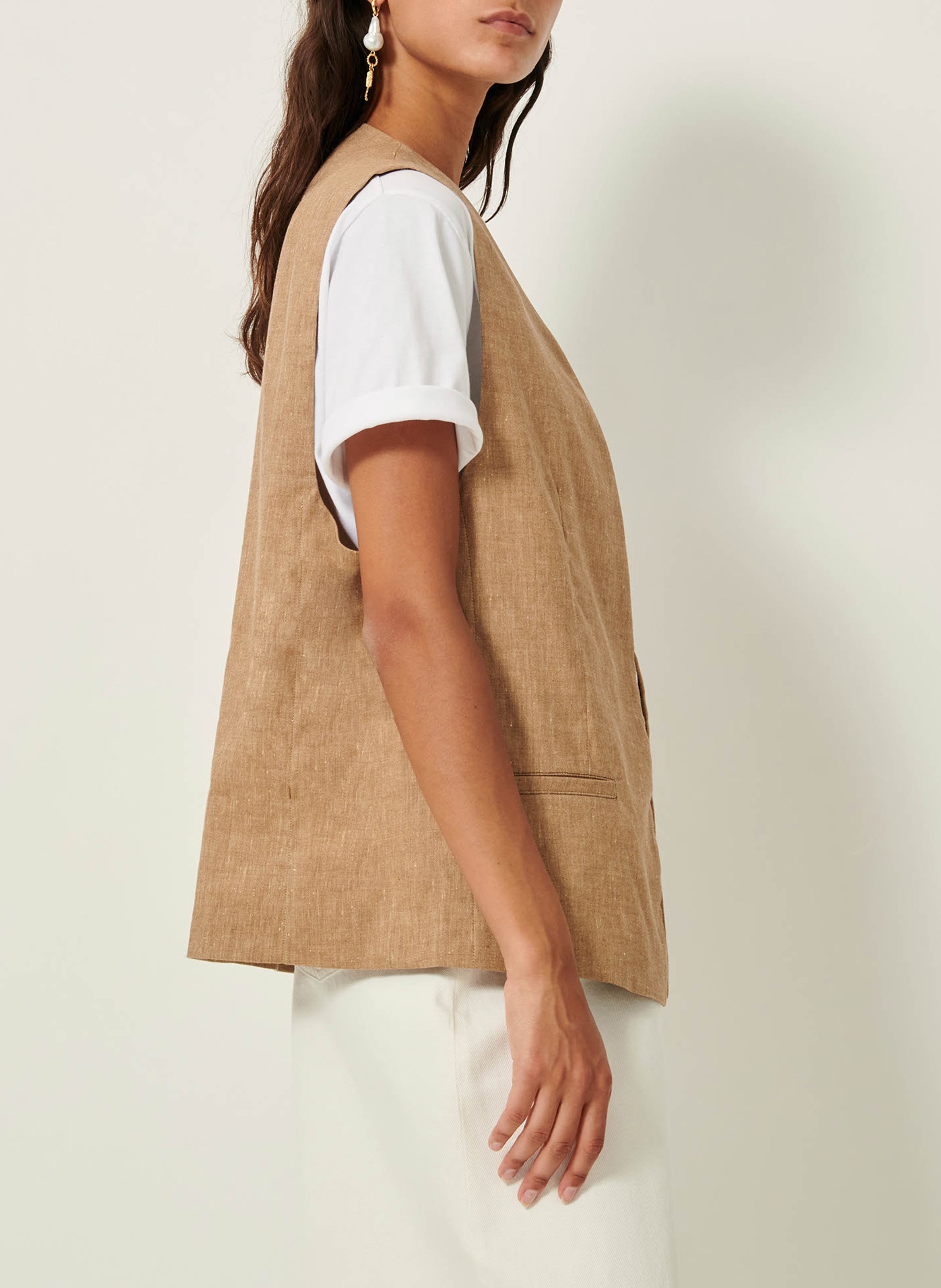 Veste tailleur droite en lin mélangé marcello SESSUN Beige