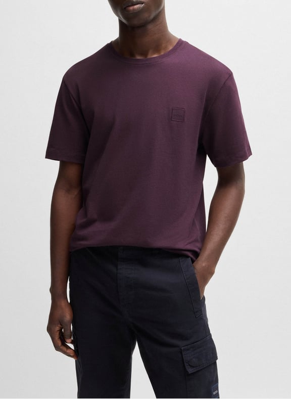Tee-shirt à manches courtes col rond en coton Violet by BOSS BOSS Tee-shirt à manches courtes col rond en coton Violet