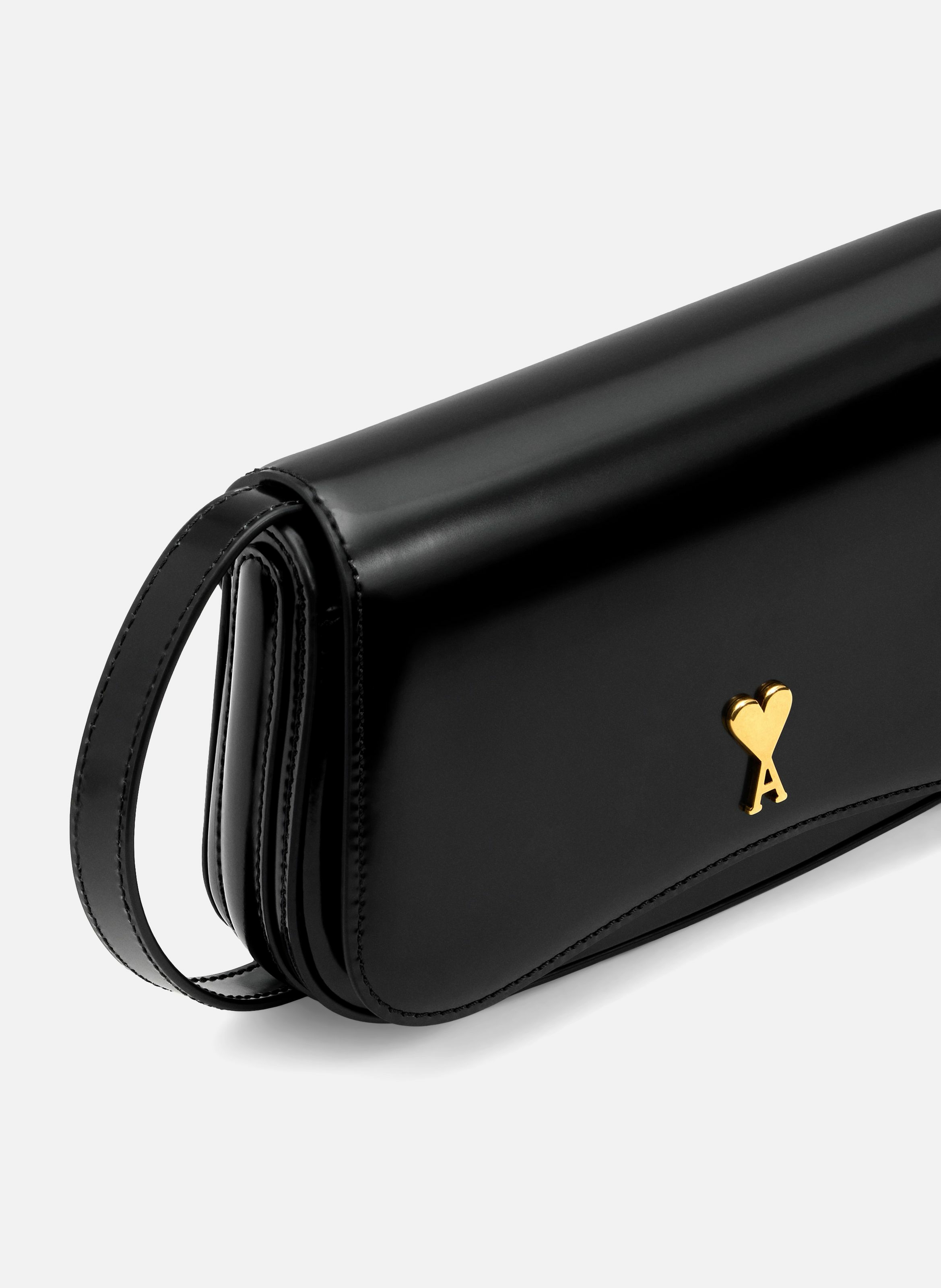 Sac porté croisé paris paris petit en cuir glacé unisexe Noir