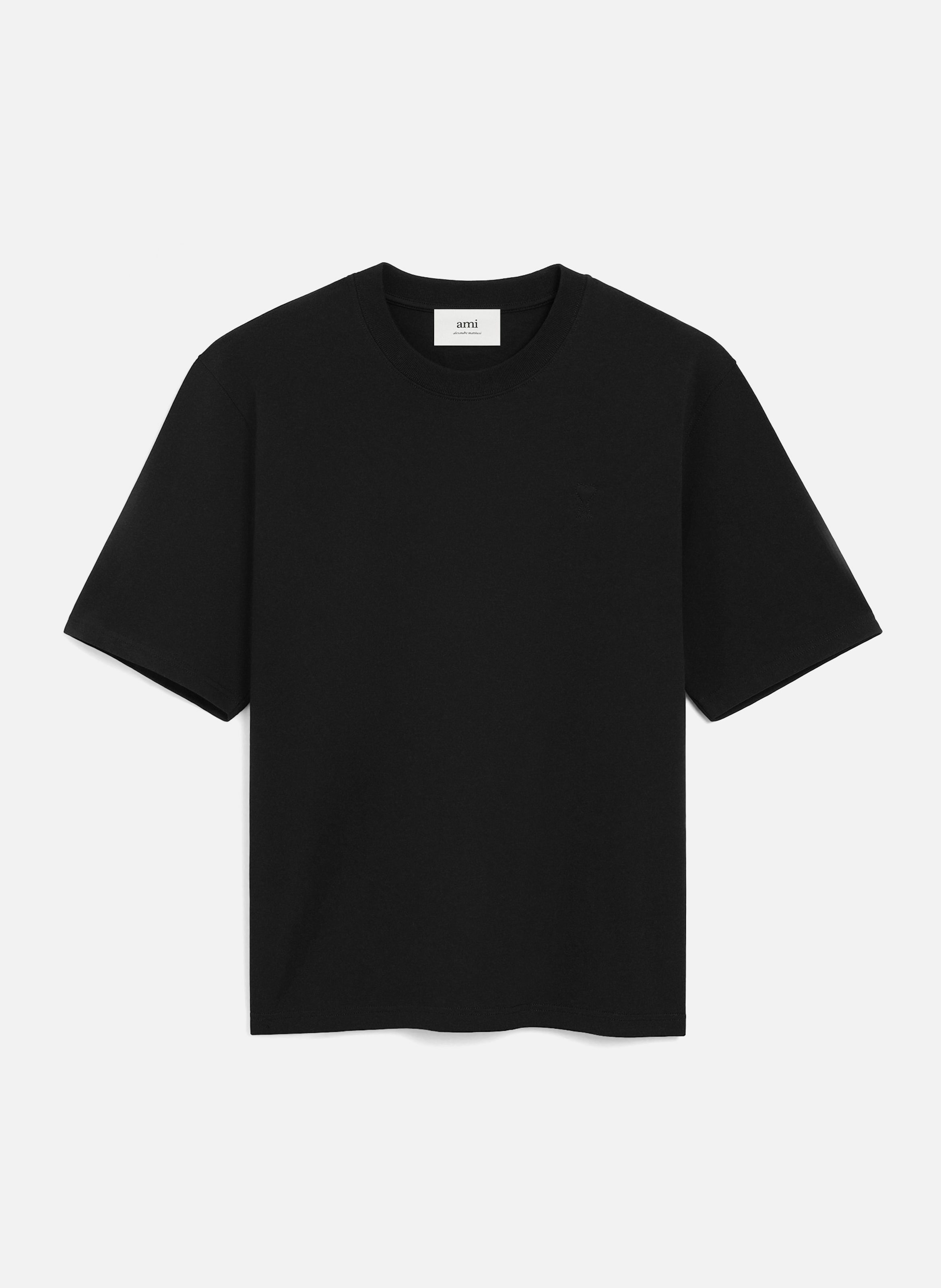 T-shirt ami de coeur embossé unisexe en coton AMI PARIS Noir