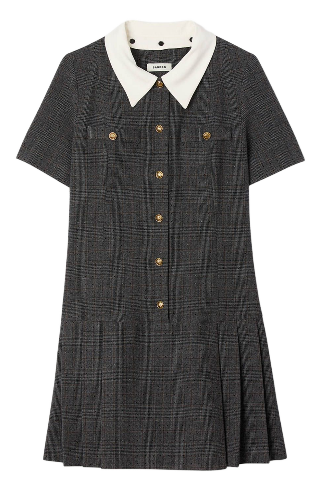 Robe courte boutonnée en tweed SANDRO Gris