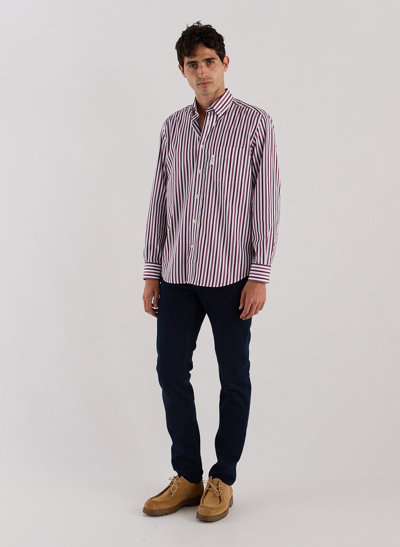 Chemise à rayures en coton FACONNABLE Rouge