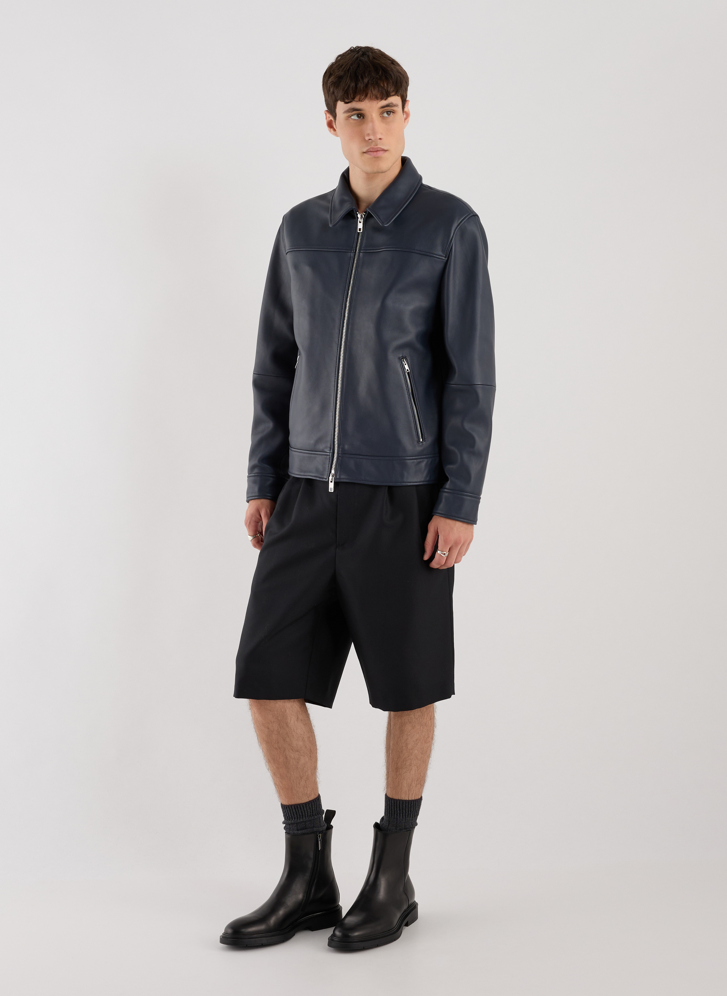 Fool leather jacket SAISON 1865 Blue