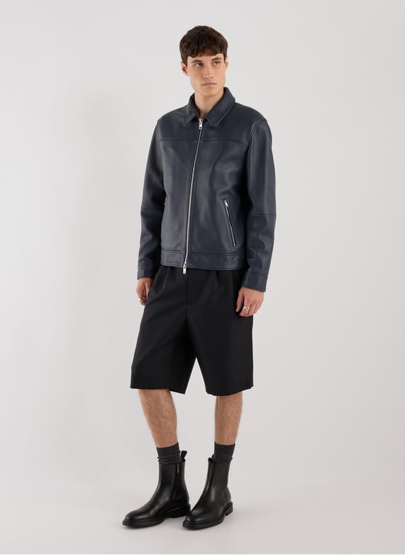 Blouson Fool en cuir d'agneau | Bleu by SAISON 1865 Blouson Fool en cuir d'agneau Bleu