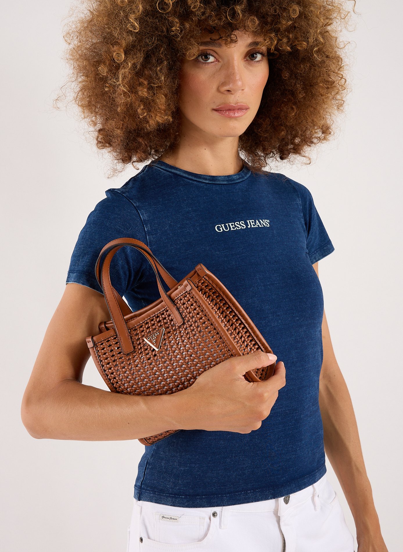 Brigitta braided handbag GUESS Brown