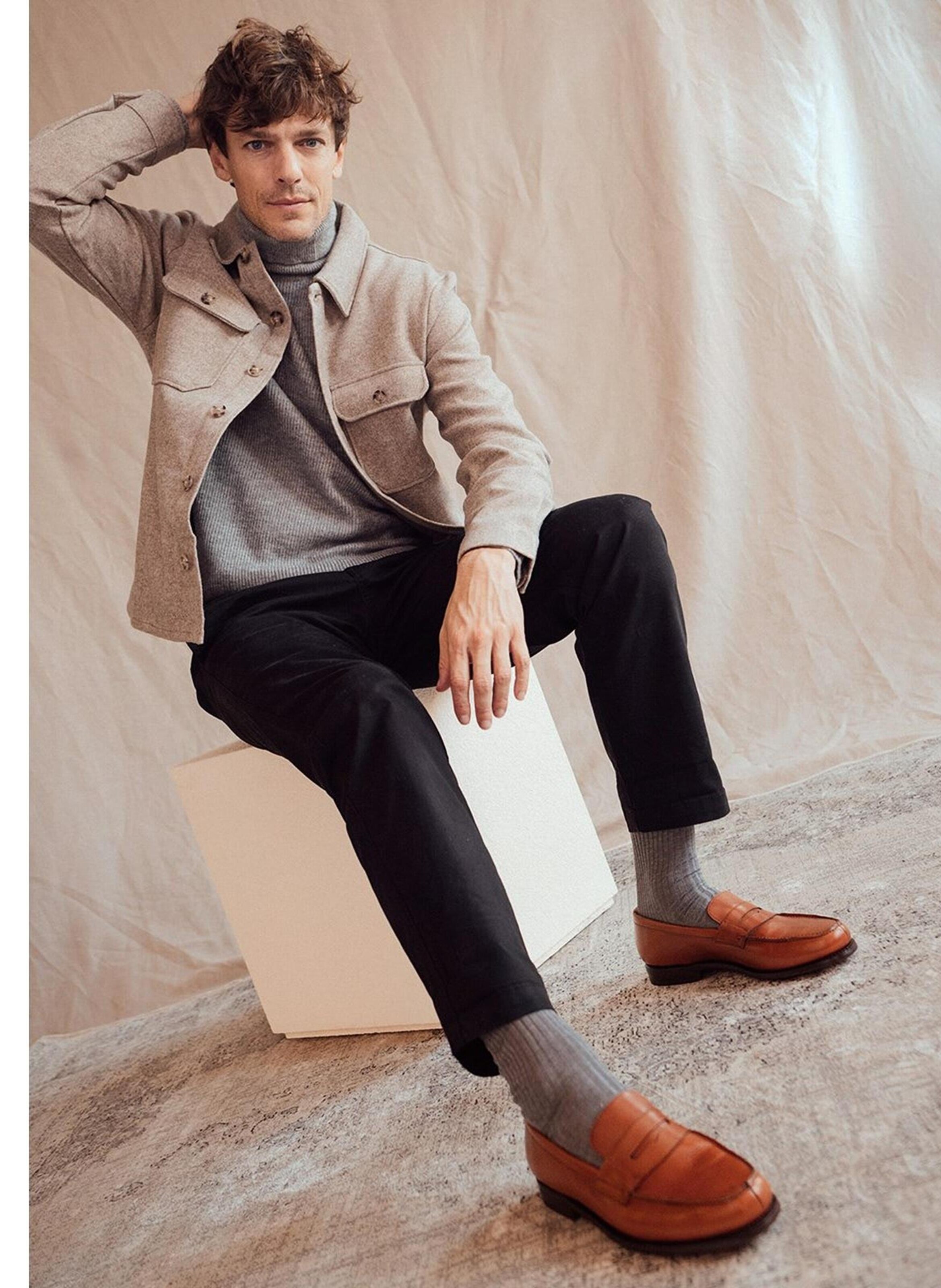 Mocassins cuir college 1986 FINSBURY Marron