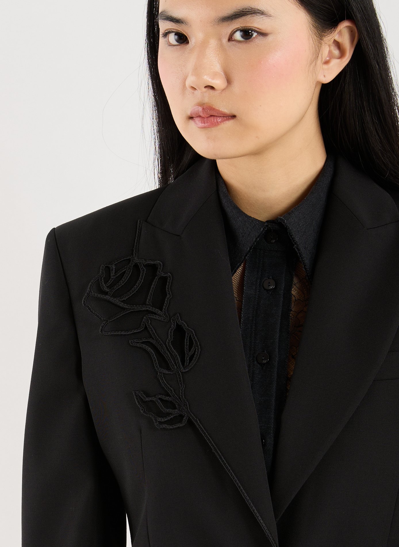 Veste col tailleur en laine vierge BLUMARINE Noir