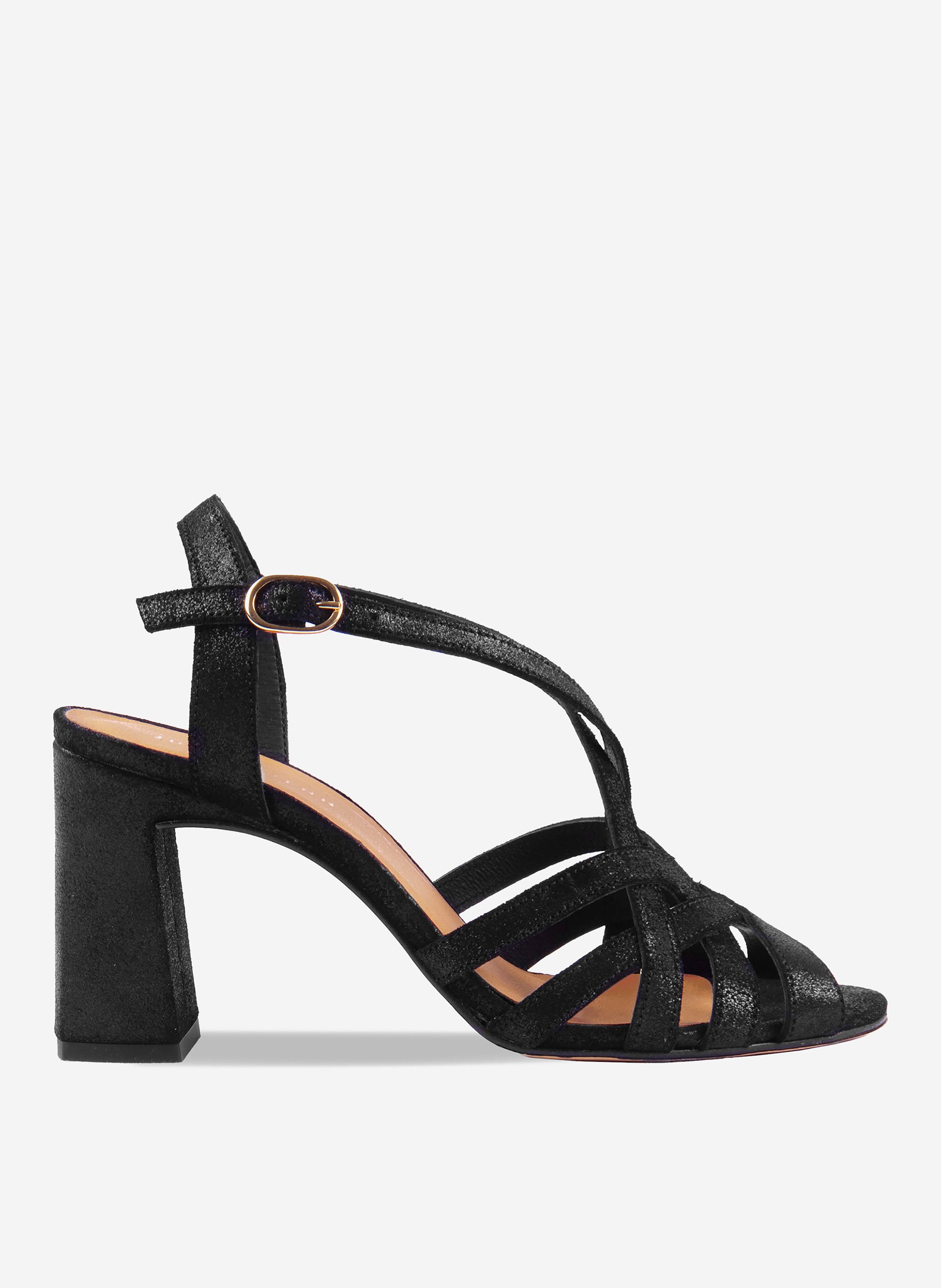 Sandales talon daphné cuir irisé JULES & JENN Noir