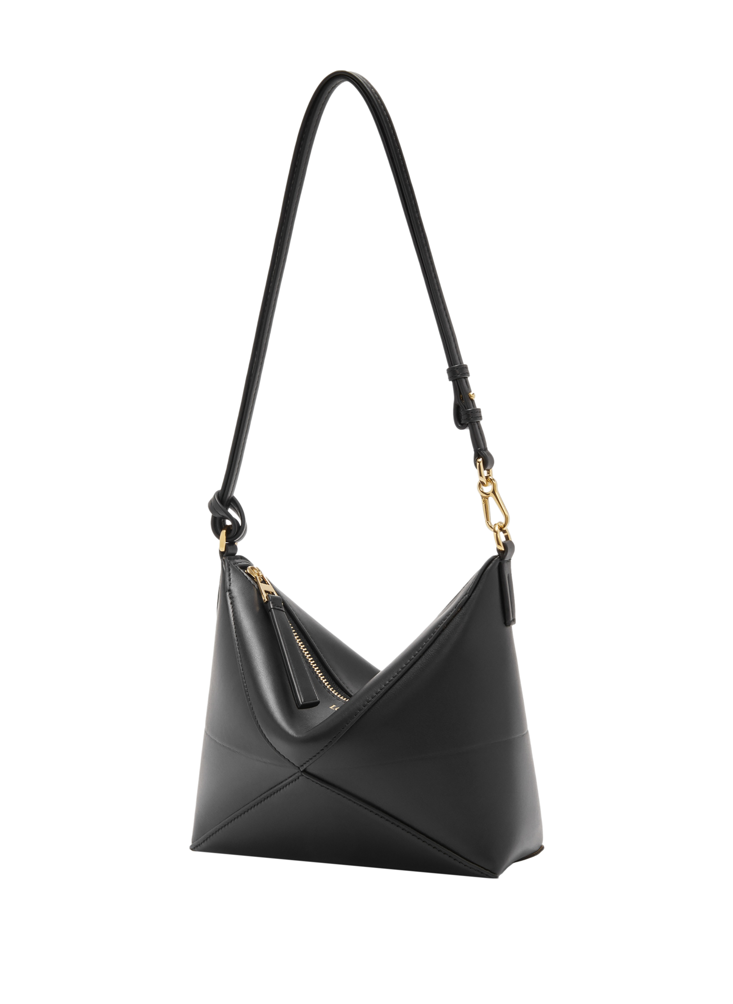 Puzzle Fold shiny nappa calf leather pouch LOEWE Black