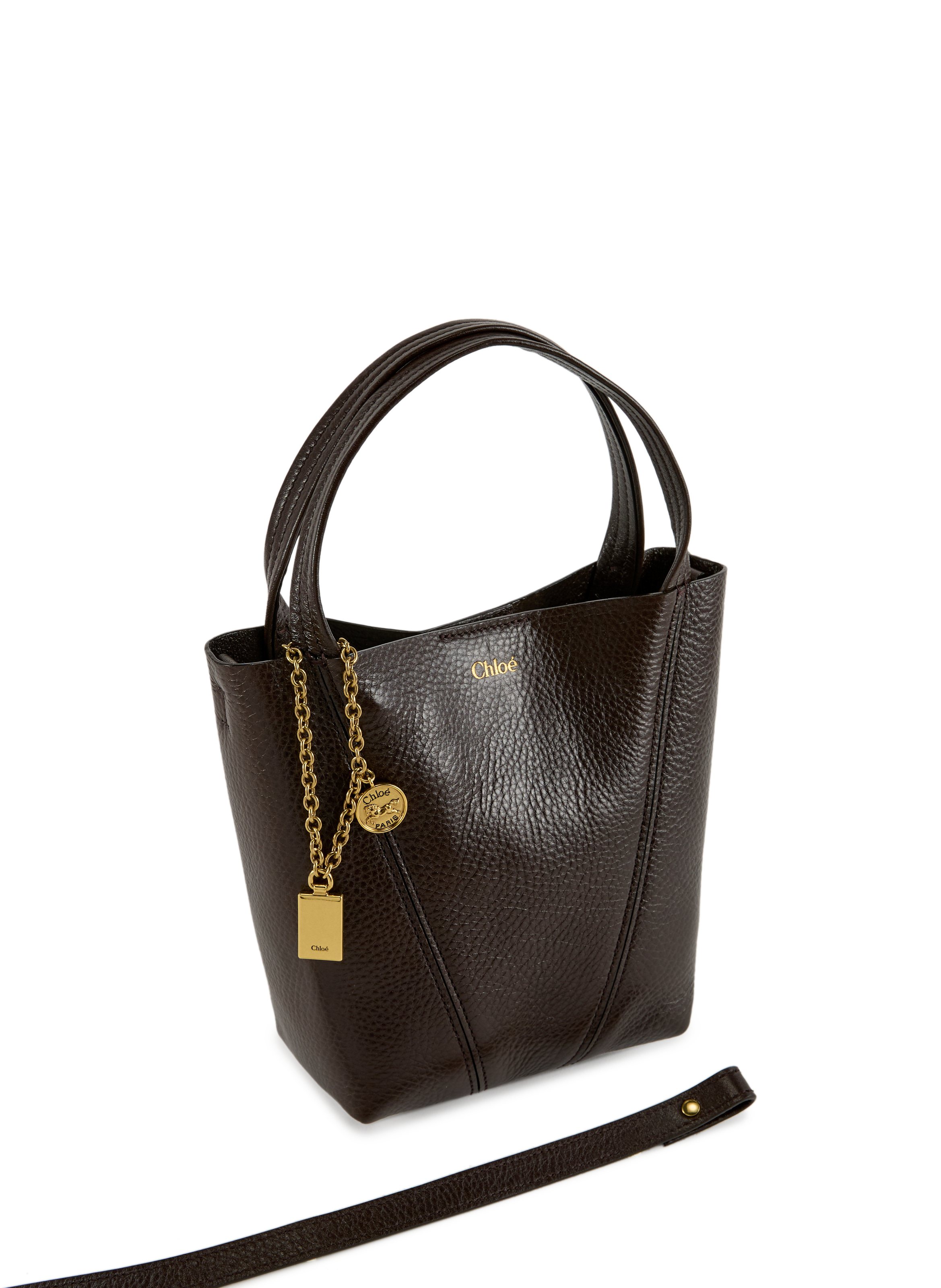 Sac à main Spin en cuir de veau CHLOÉ Marron