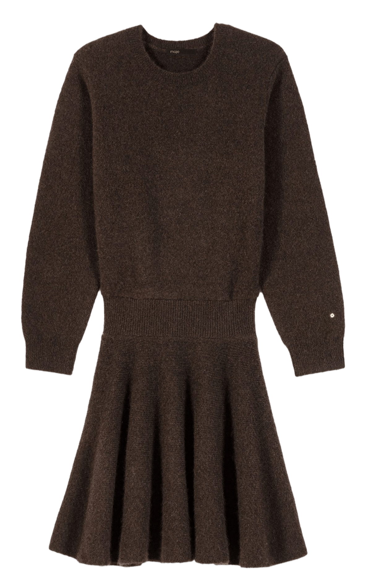 Robe patineuse unie en laine mélangée MAJE Marron