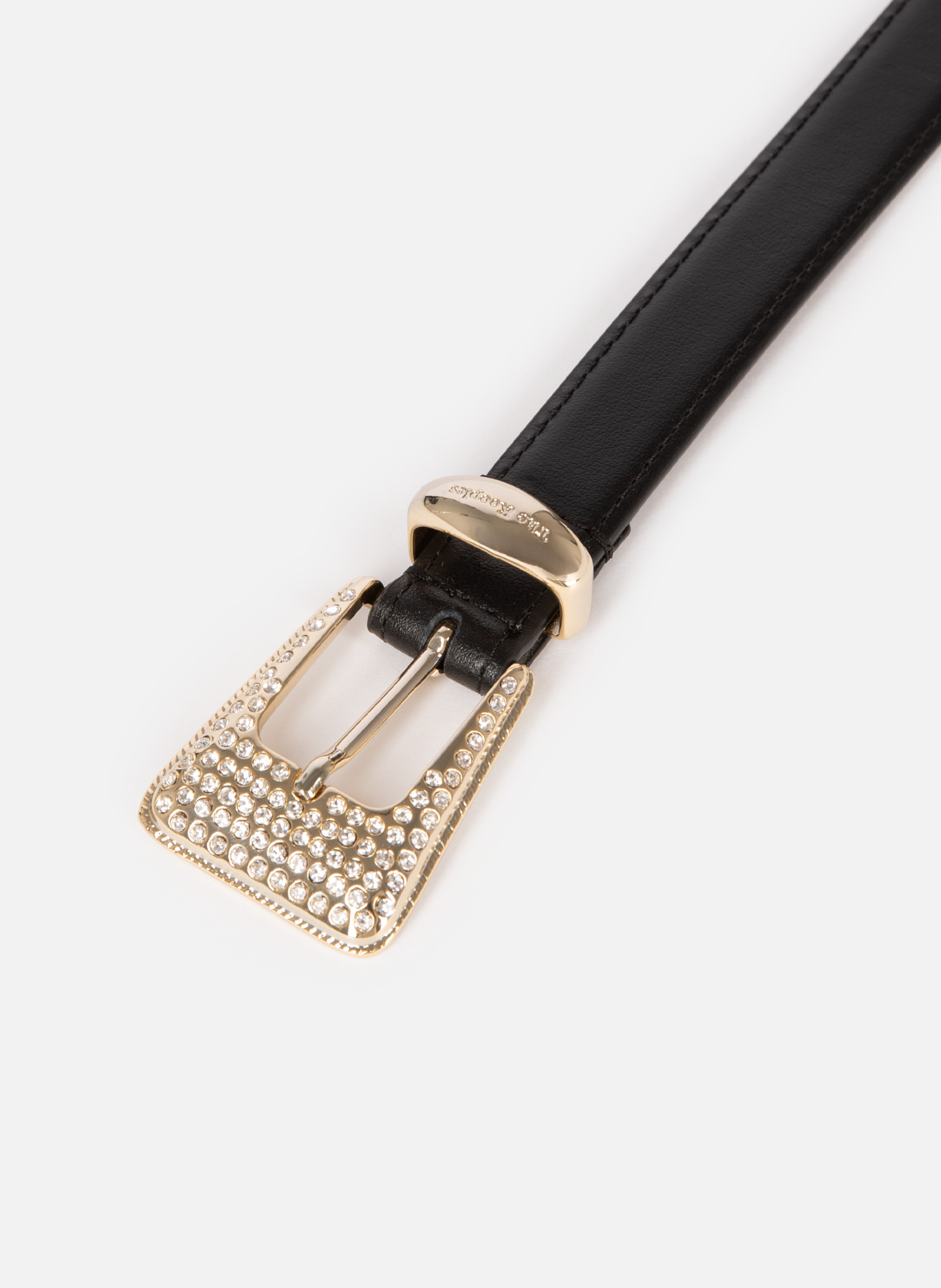 Ceinture fine boucle western  strassée en cuir THE KOOPLES Noir