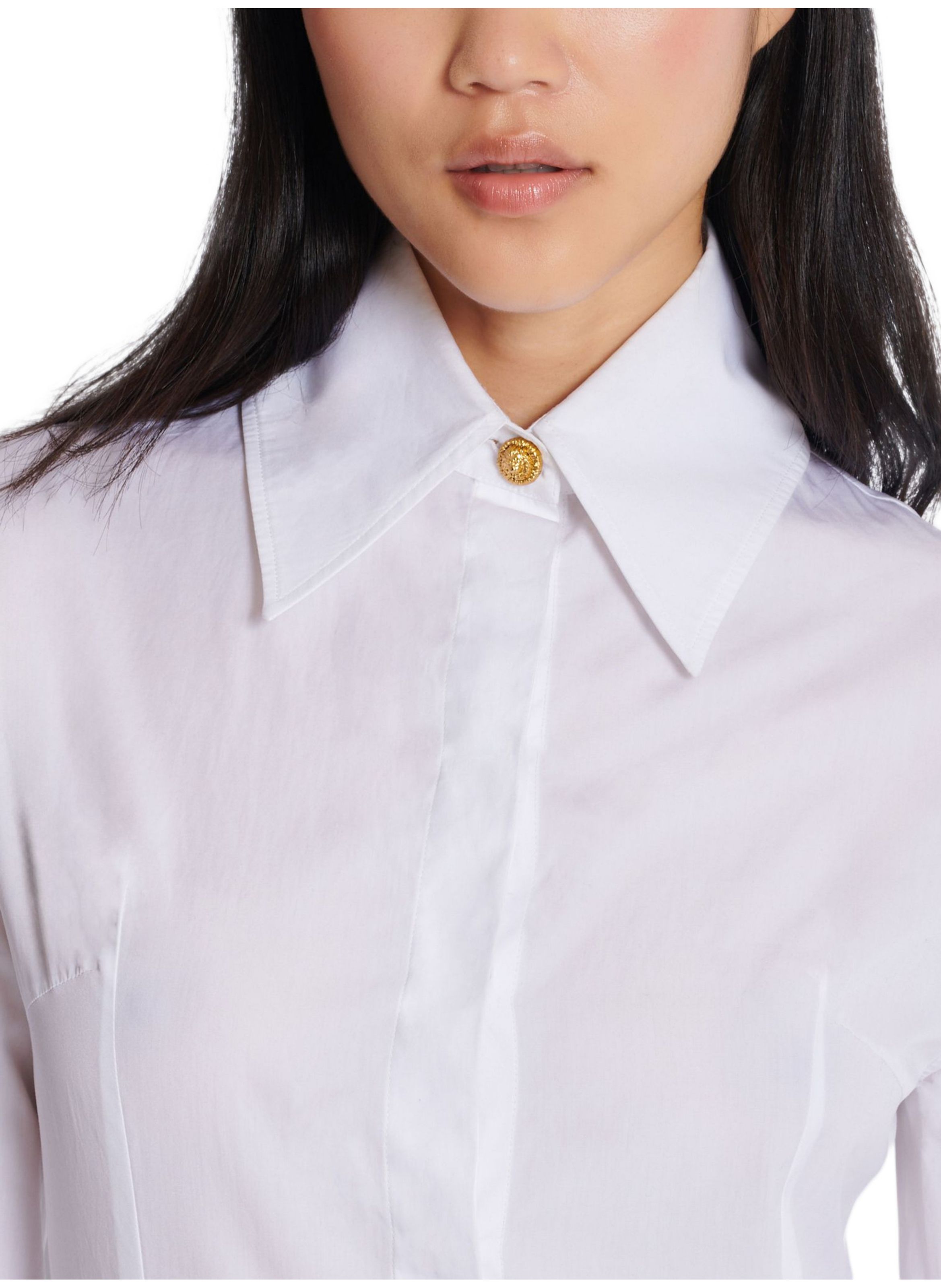 Chemise en popeline de coton BALMAIN Blanc