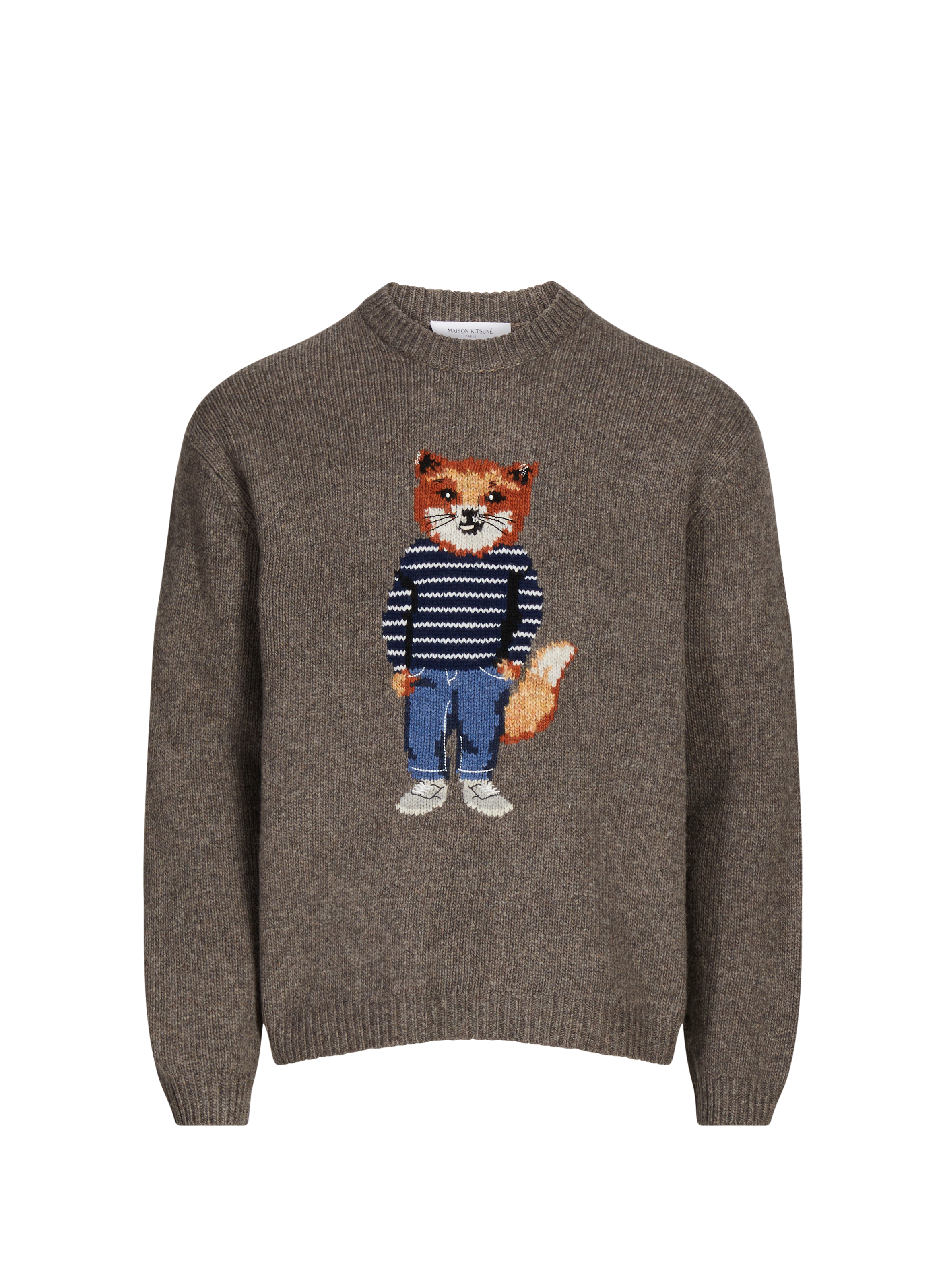 MAISON KITSUNÉ Pull Fox Head en laine mélangée Gris