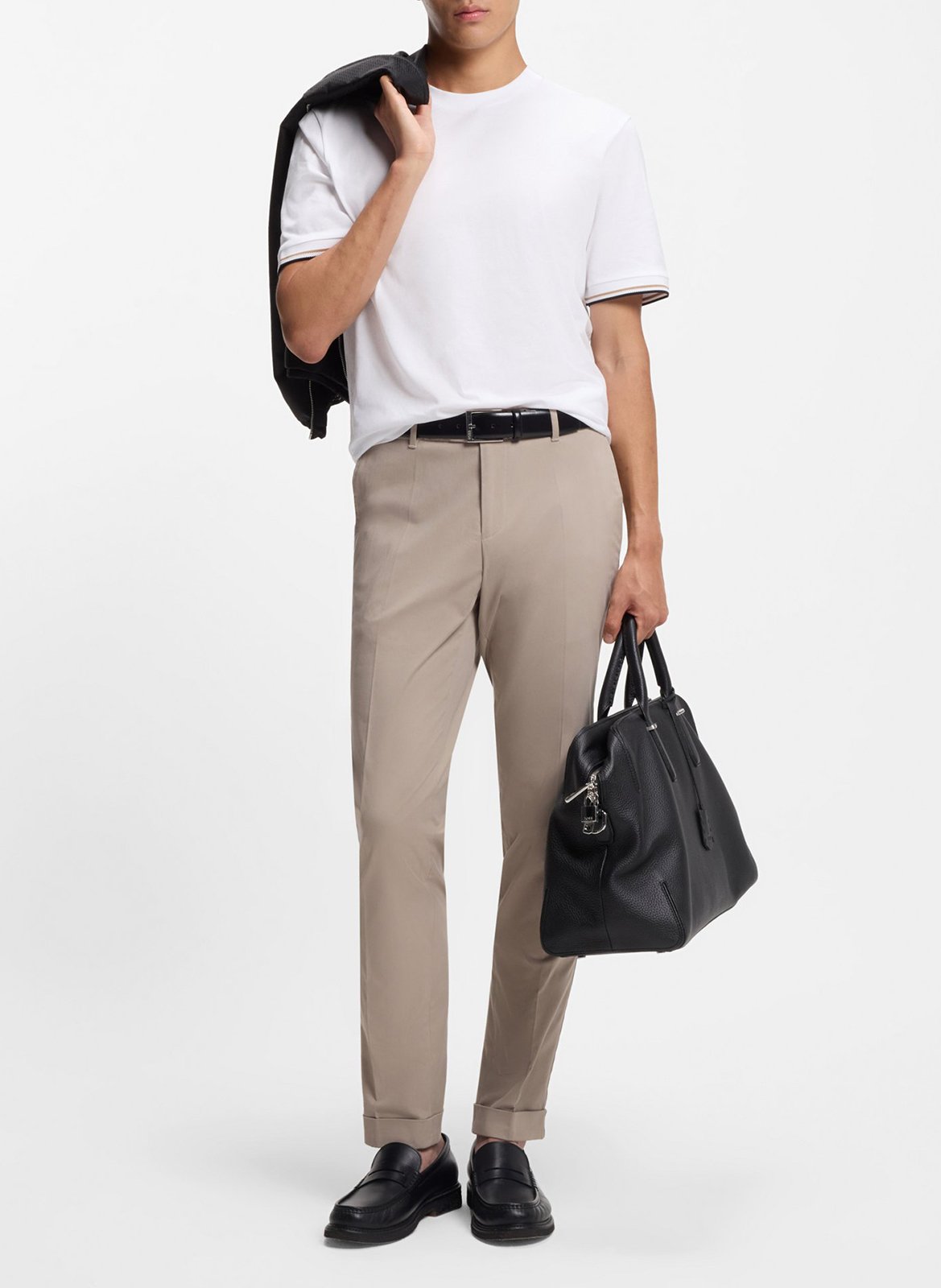 Tee-shirt col rond en coton BOSS Blanc