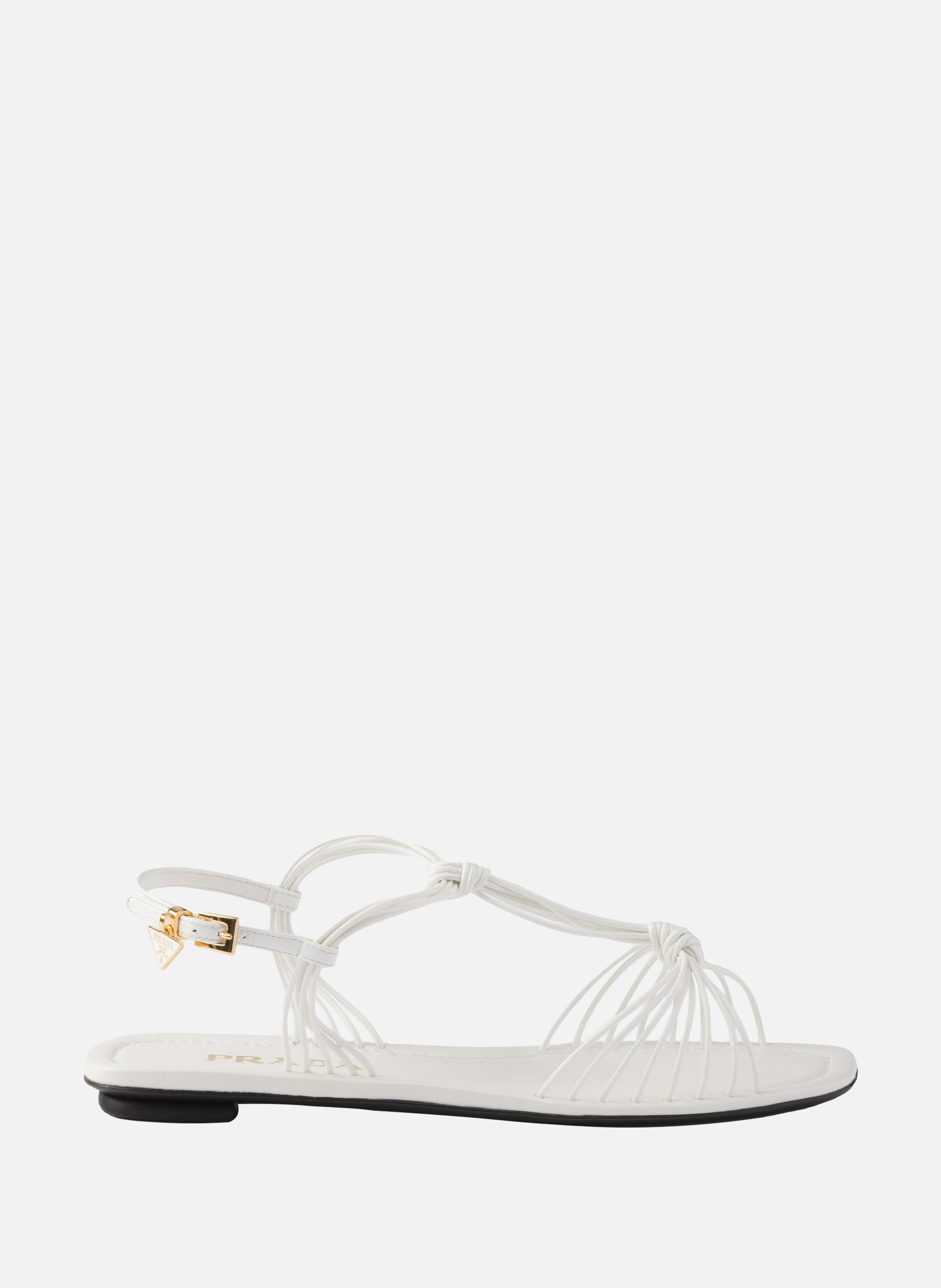 Sandales en cuir verni PRADA Blanc