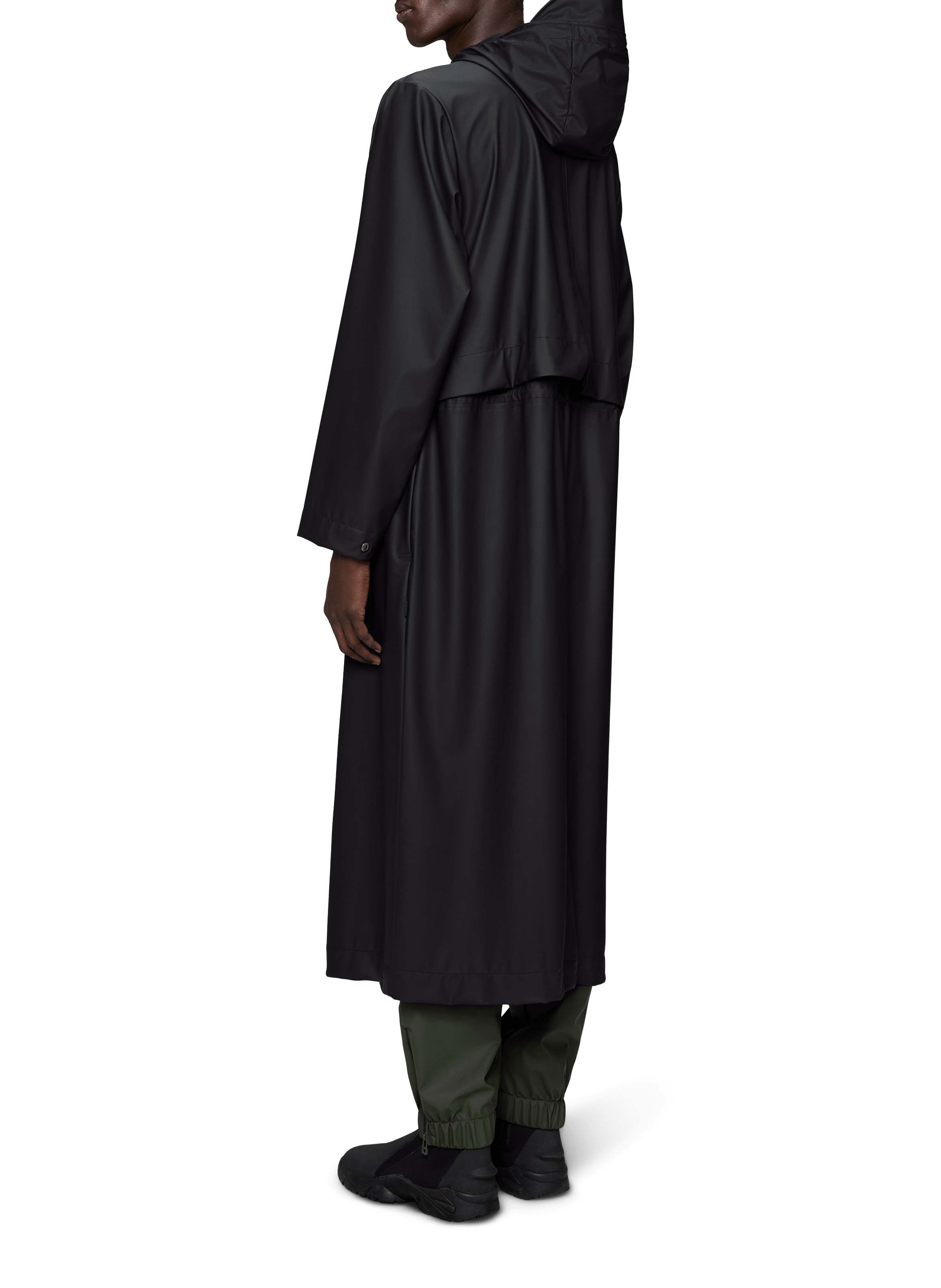 Veste de pluie longue à capuche RAINS Noir