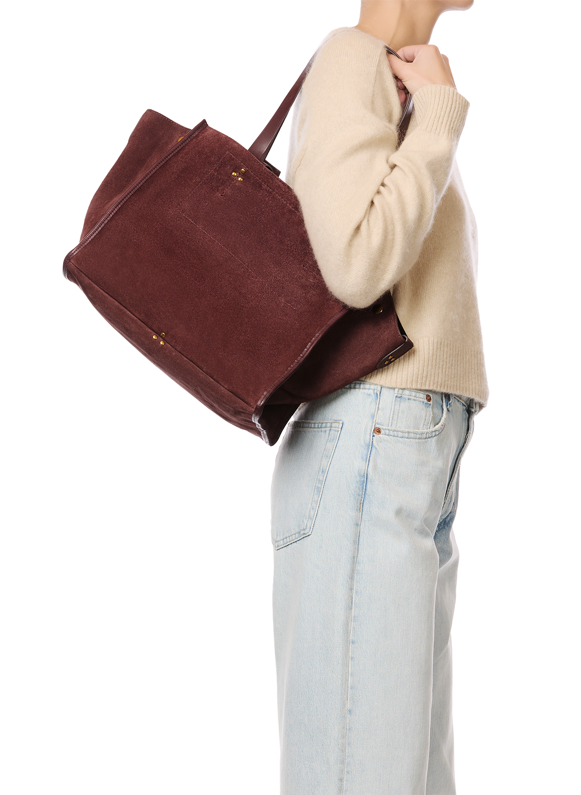 Sac cabas Léon M en cuir suédé de veau JÉRÔME DREYFUSS Rouge