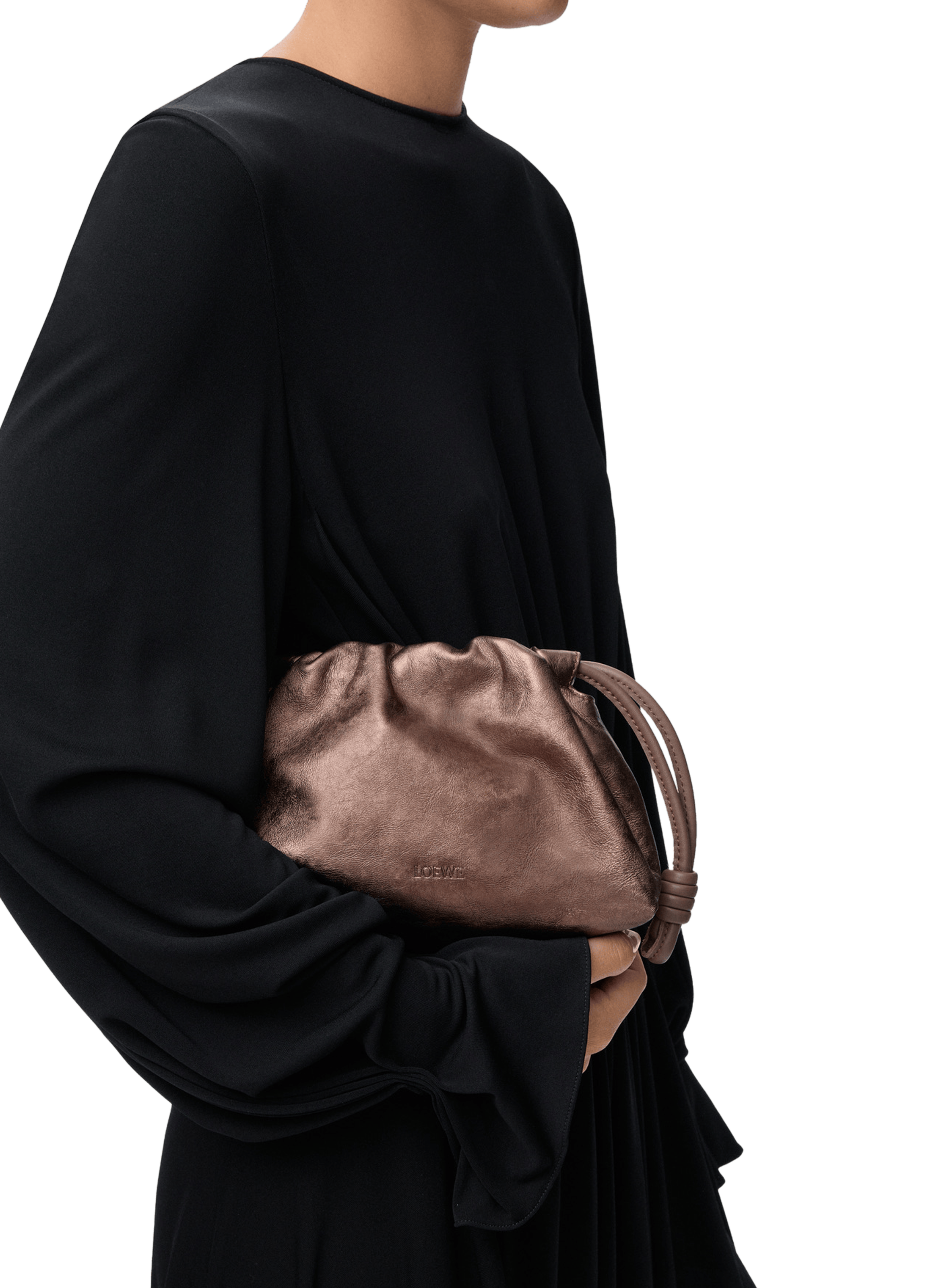 Mini Flamenco leather purse with a moiré print LOEWE Brown