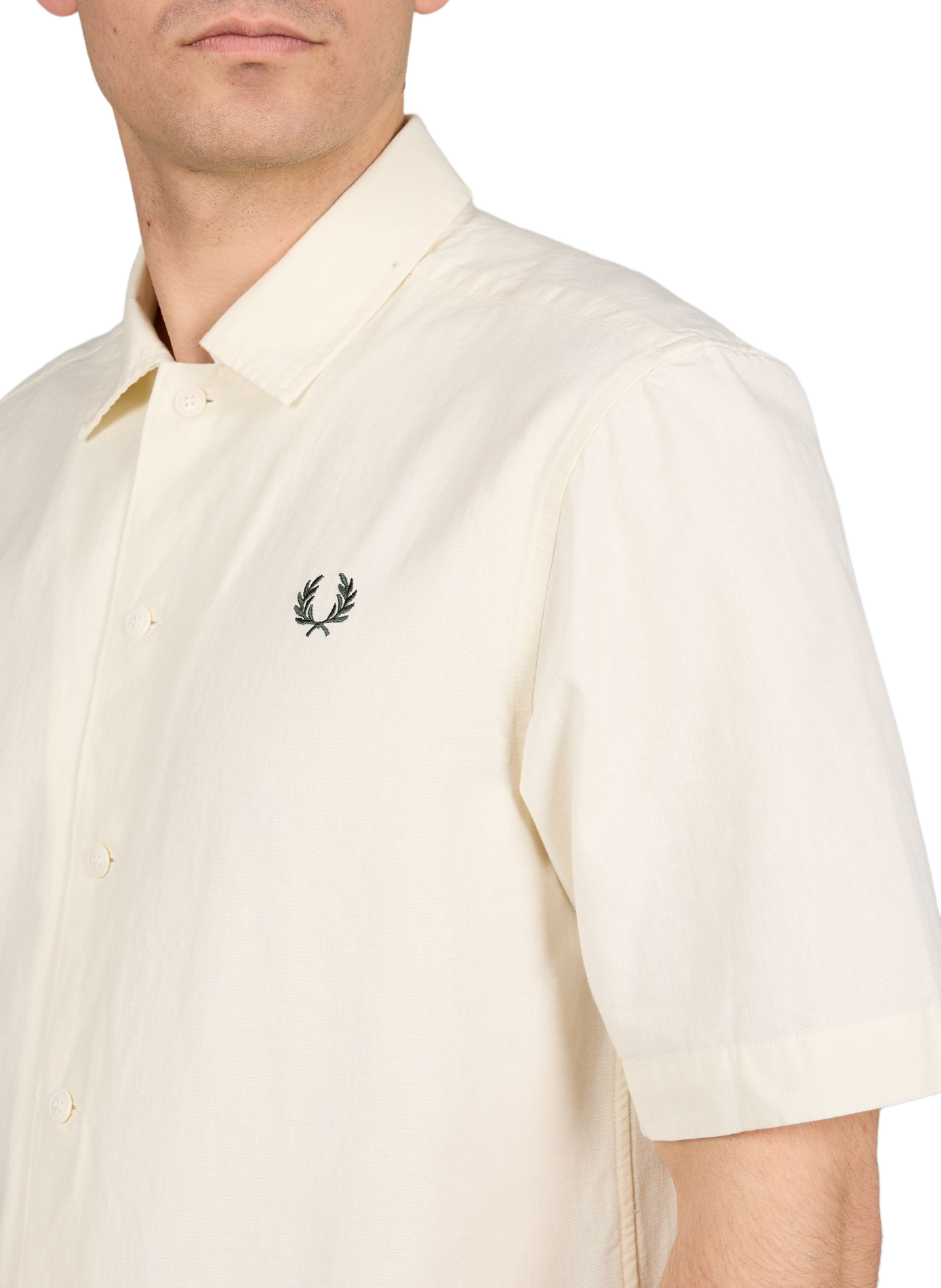 Chemise droite à manches courtes en coton FRED PERRY Beige